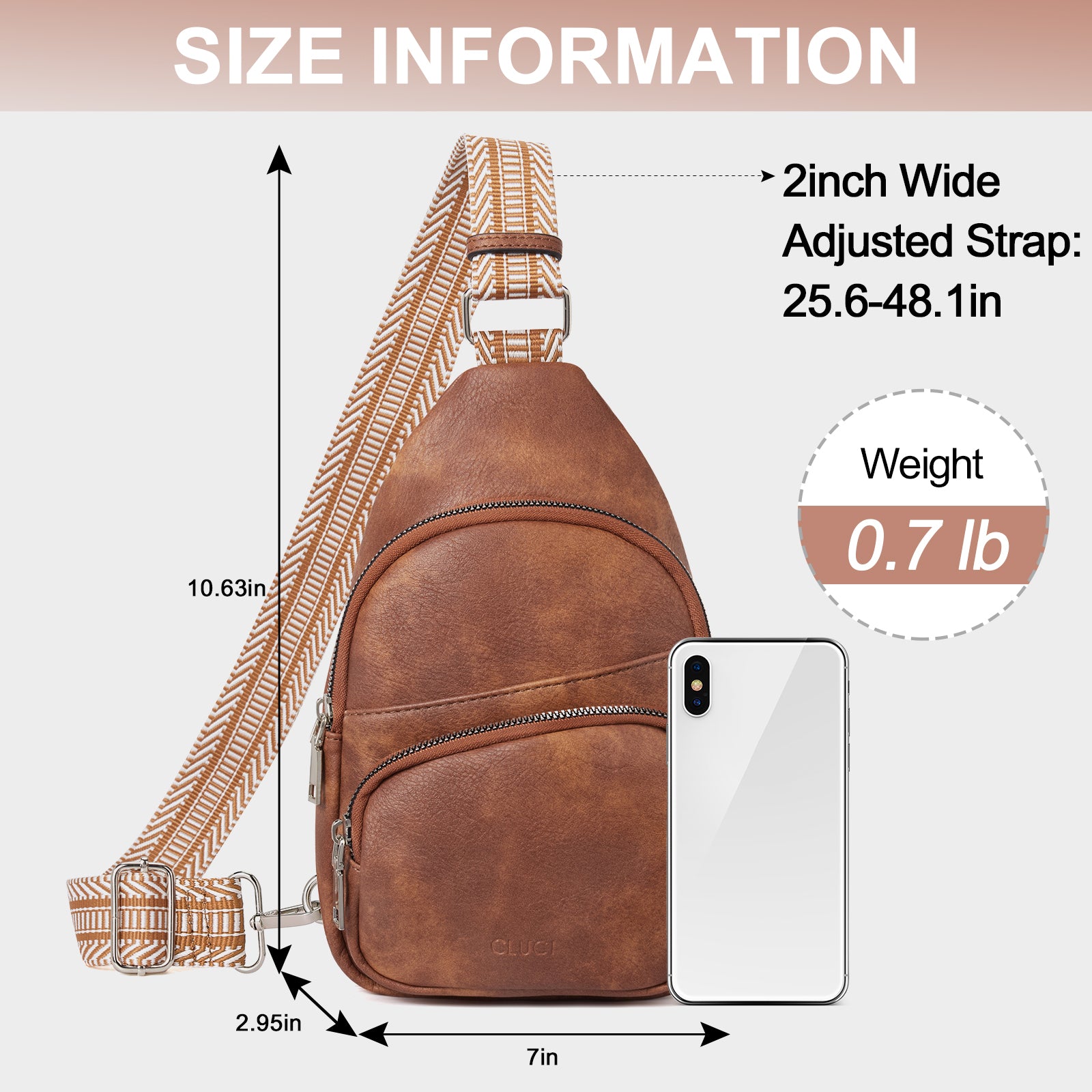 CLUCI Vegan Leather Sling Bag for Women Fanny Pack Crossbody Bags Chest Bag With Guitar Strap