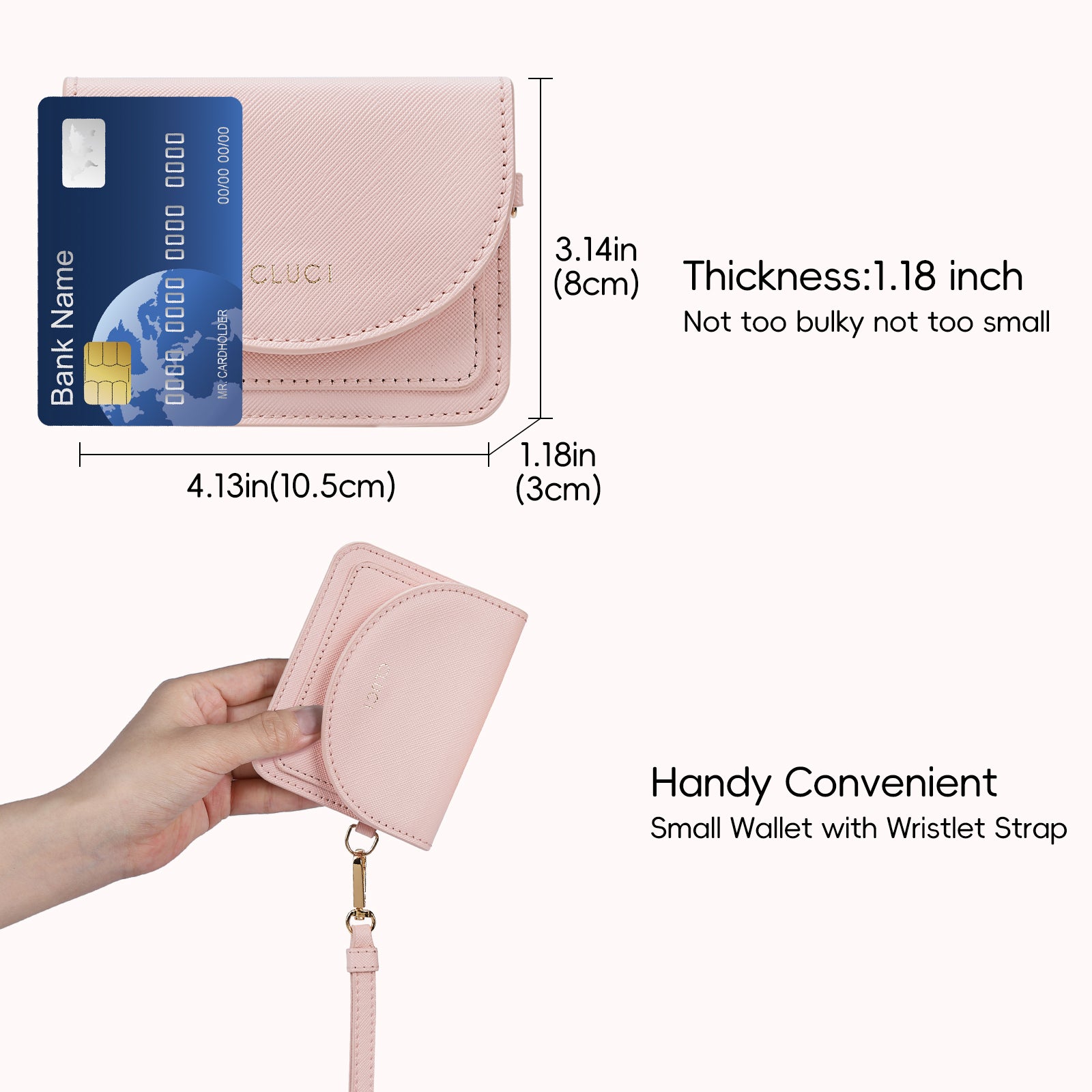 Small Leather Women Wallet | RFID Blocking Card Holder with Wrist Strap