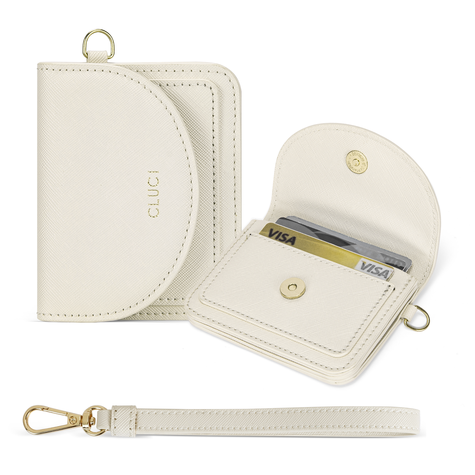 Small Leather Women Wallet | RFID Blocking Card Holder with Wrist Strap