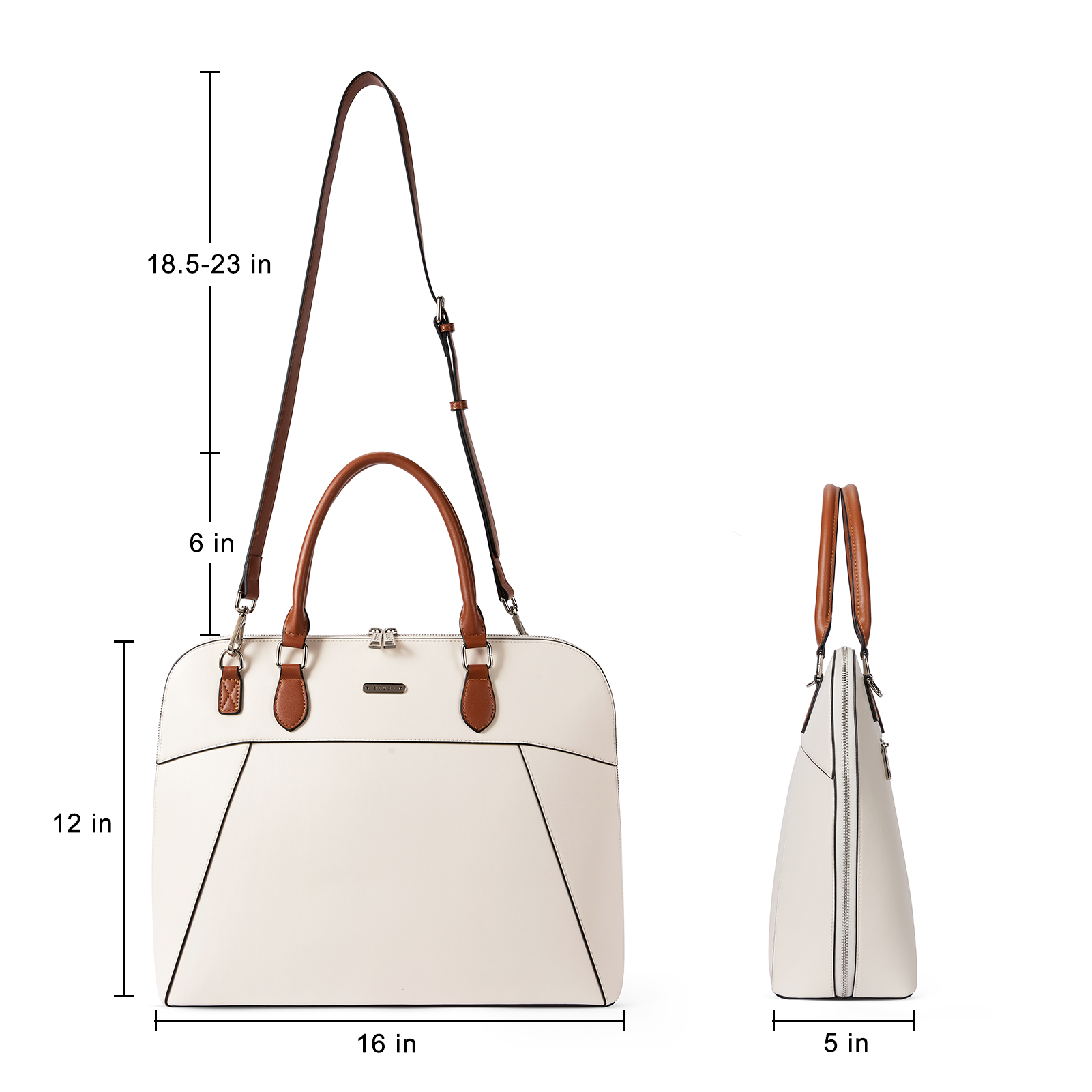 CLUCI Briefcase for Women Leather 15.6inch Laptop Copmputer Slim Handbags Shoulder Bag Beige