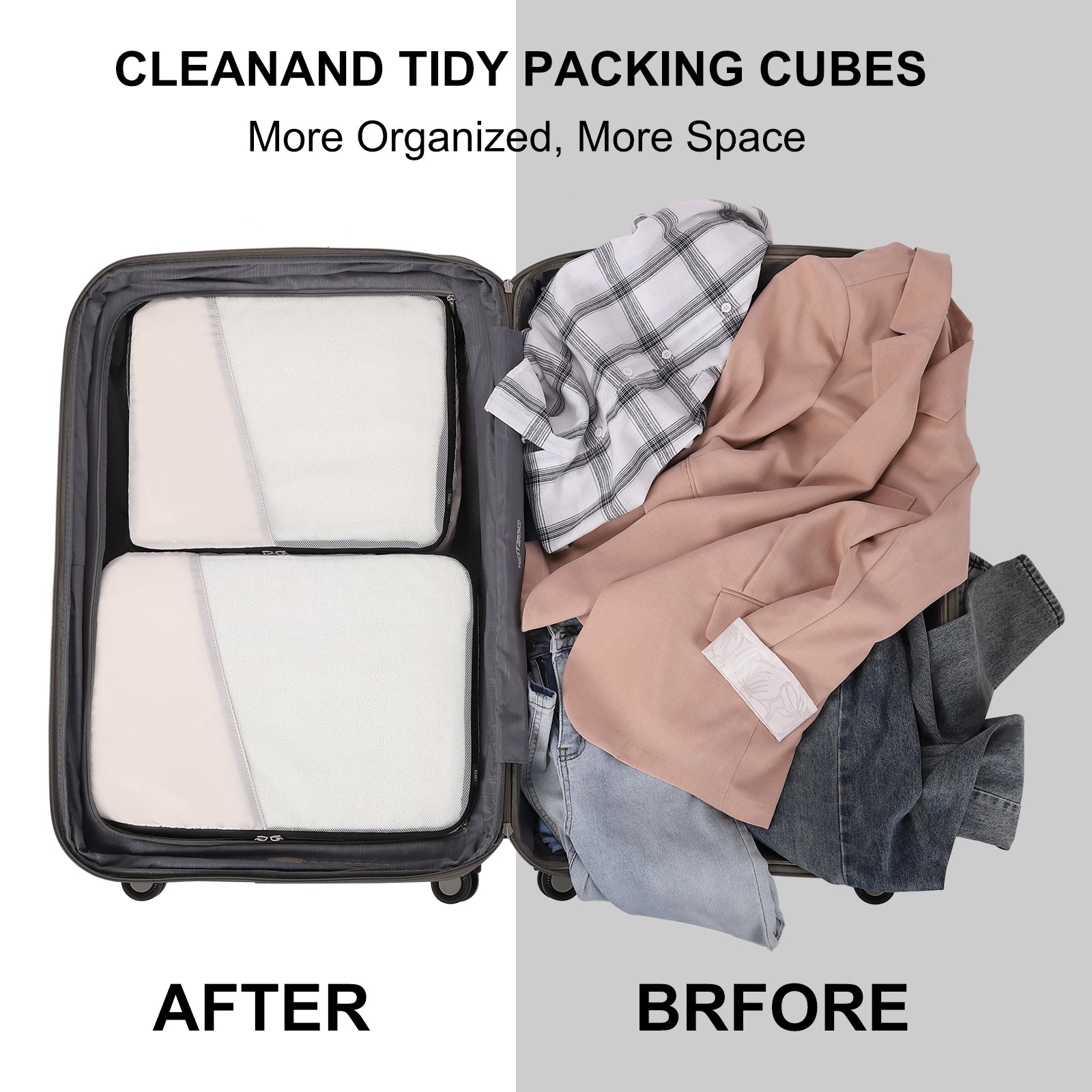 CLUCI Ultralight Packing Cubes 7 Set,Travel Essentials include 2 Compression Packing Cubes for Suitcase 2 Packing Organizers With 1 Shoe Bag,1makeup bag and 1 Medicine bag