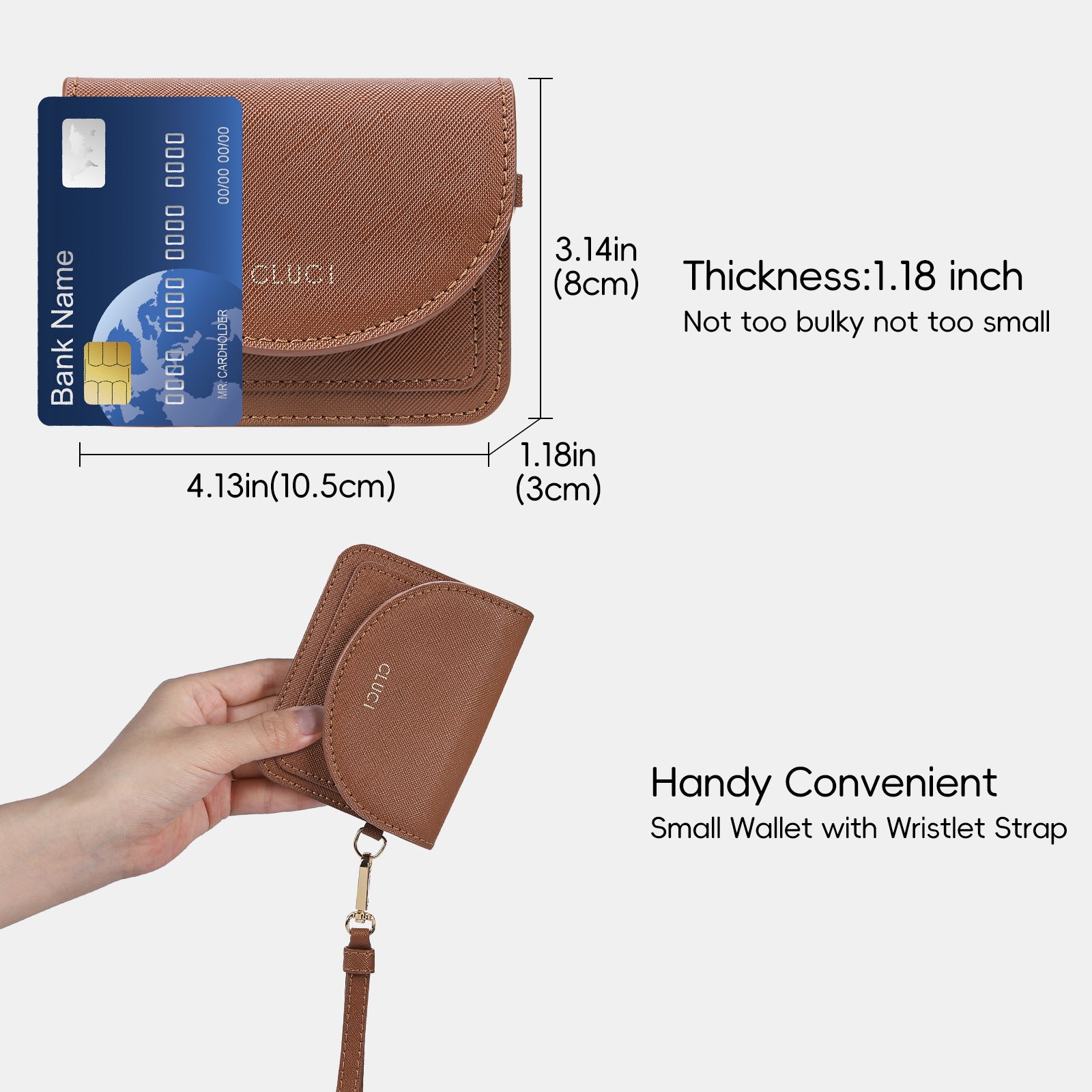 Small Leather Women Wallet | RFID Blocking Card Holder with Wrist Strap