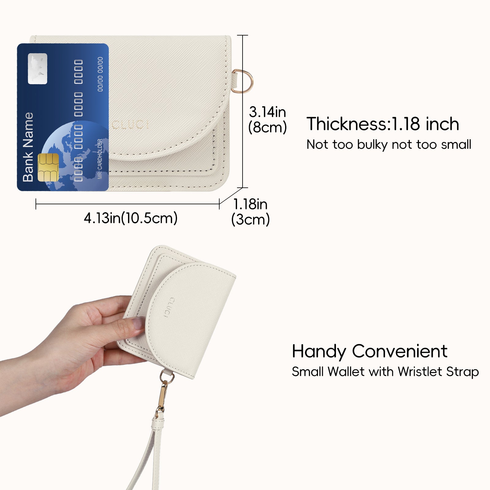 Small Leather Women Wallet | RFID Blocking Card Holder with Wrist Strap