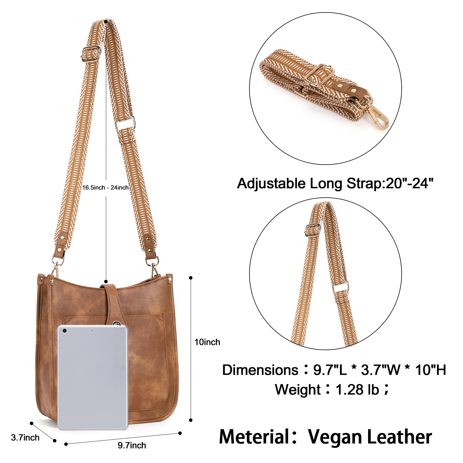 Crossbody Bags For Women Trendy Shoulder Bag Vegan Leather Purse with Two Straps