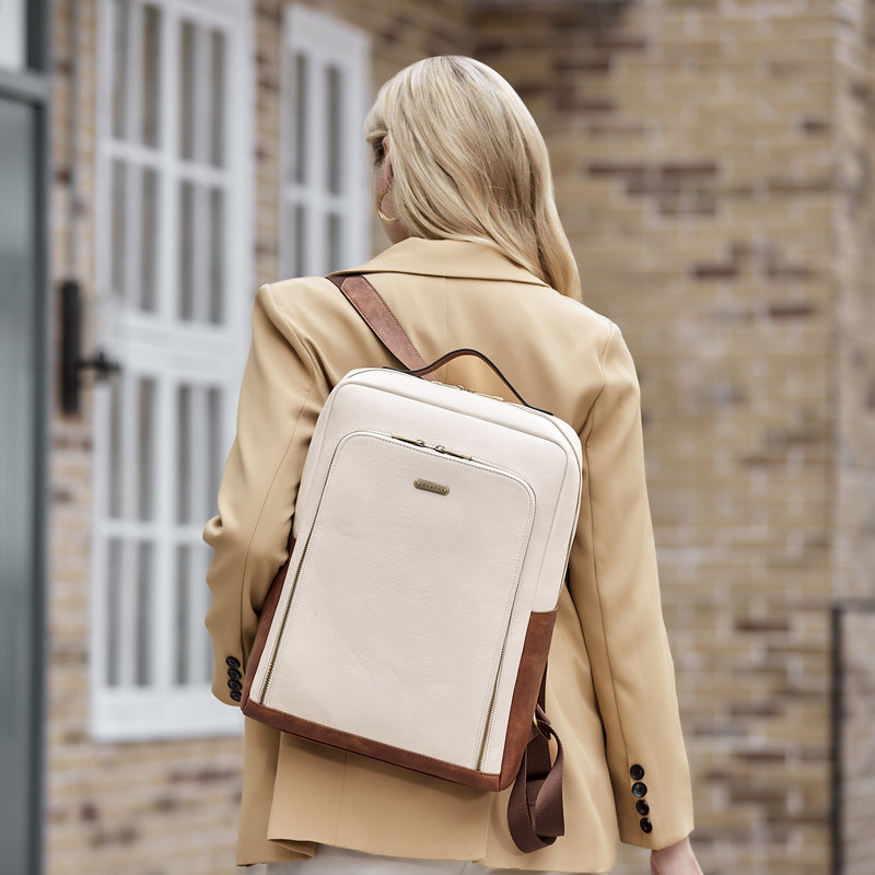 CLUCI Leather Laptop Backpack for Women 15.6 inch Computer Bag Large T