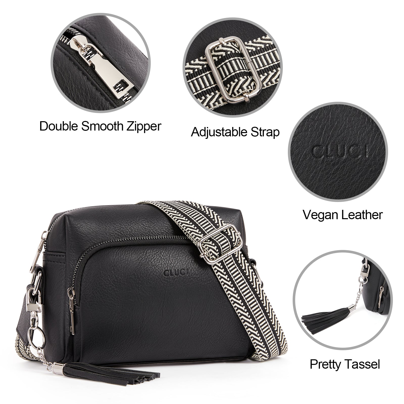 Crossbody Purses for Women Vegan Leather Crossbody Bags with Adjustable Wide Strap
