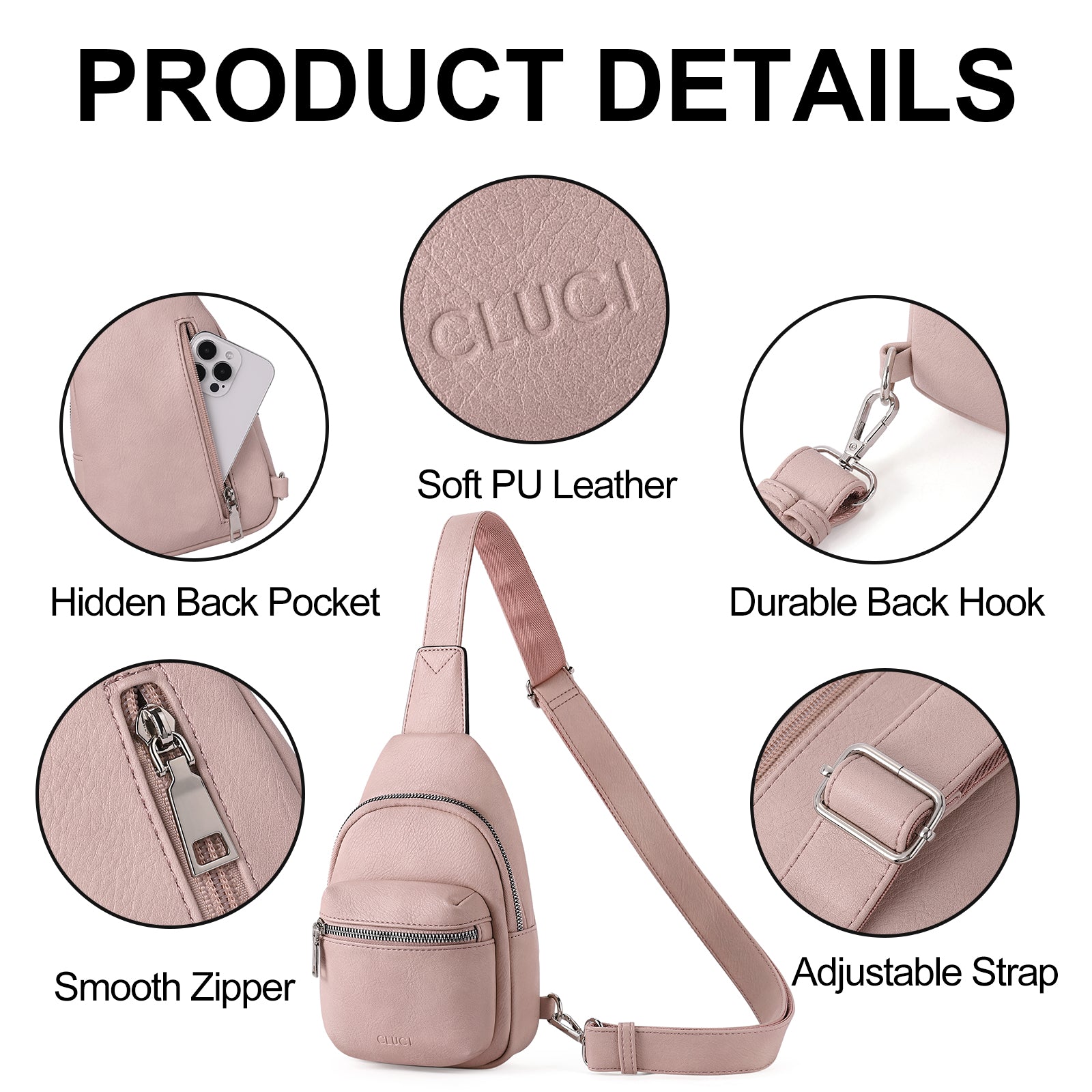 CLUCI Fanny Pack for Women, Waterproof Cross body Belt Bag with Adjustable  Strap, Vegan Leather Waist Bag