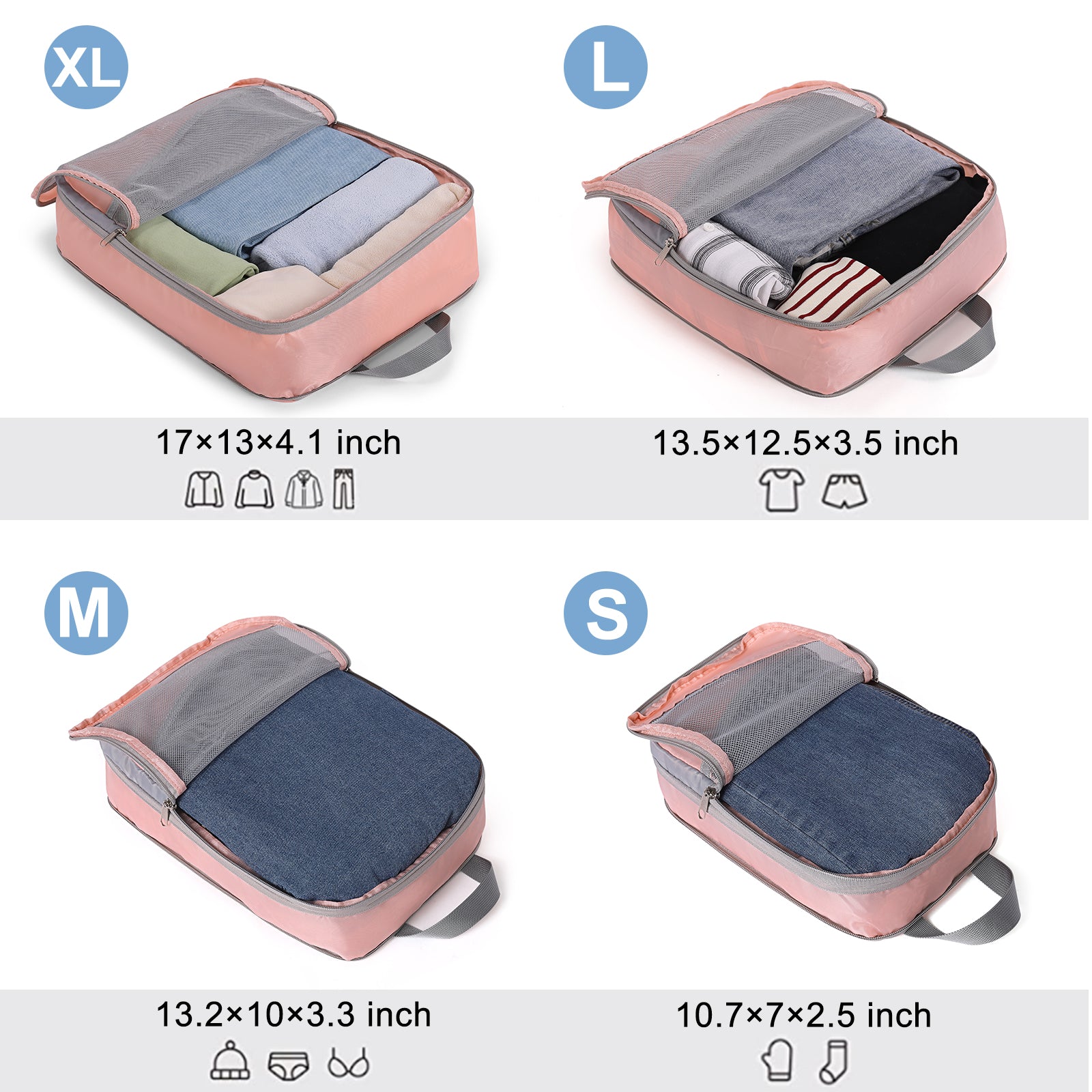 4 Set Compression Packing Cubes for Travel