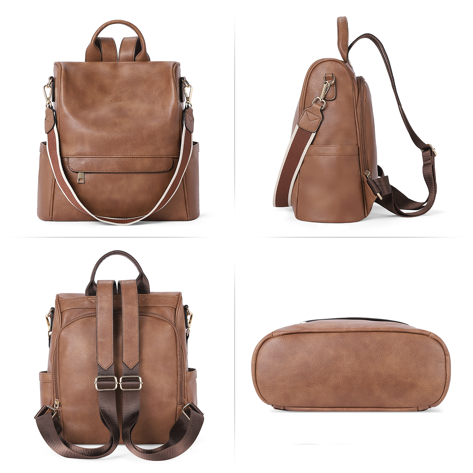 Amazon.com | HESHE Leather Backpack Purses for Women Designer Backpack  Handbag Anti Theft Rucksack Backpack Casual Daypack Satchel Bag (Sorrel) |  Backpacks