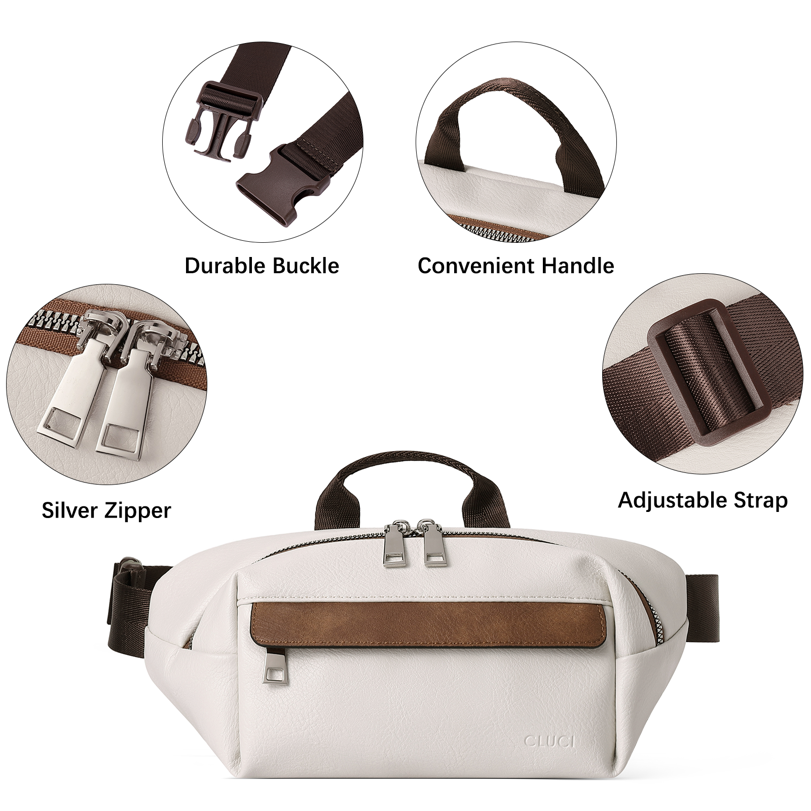 CLUCI Leather Belt Bag Fanny Pack Crossbody Bags for Women Trendy Waist Bag with Adjustable Strap
