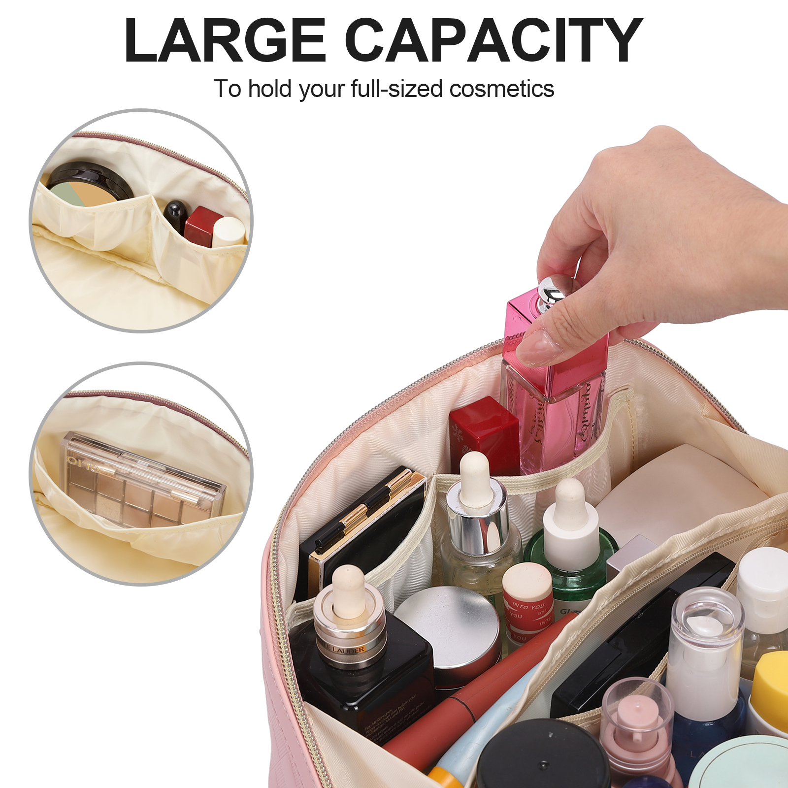 CLUCI Makeup Bag PU Leather Waterproof Large Capacity Cosmetic Bag Organizer Toiletry Bag with Handle and Divider Travel Bag