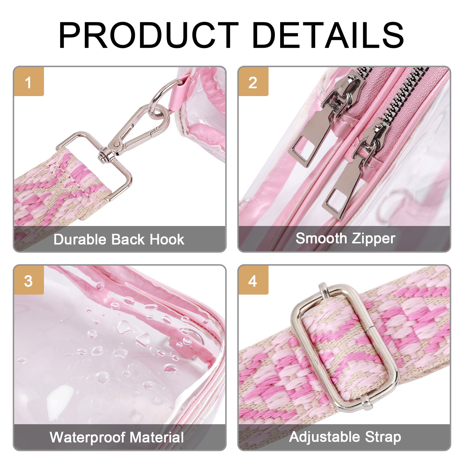 CLUCI Stadium TPU Transparent Clear Sling Bag  Approved for Women with Adjustable Strap