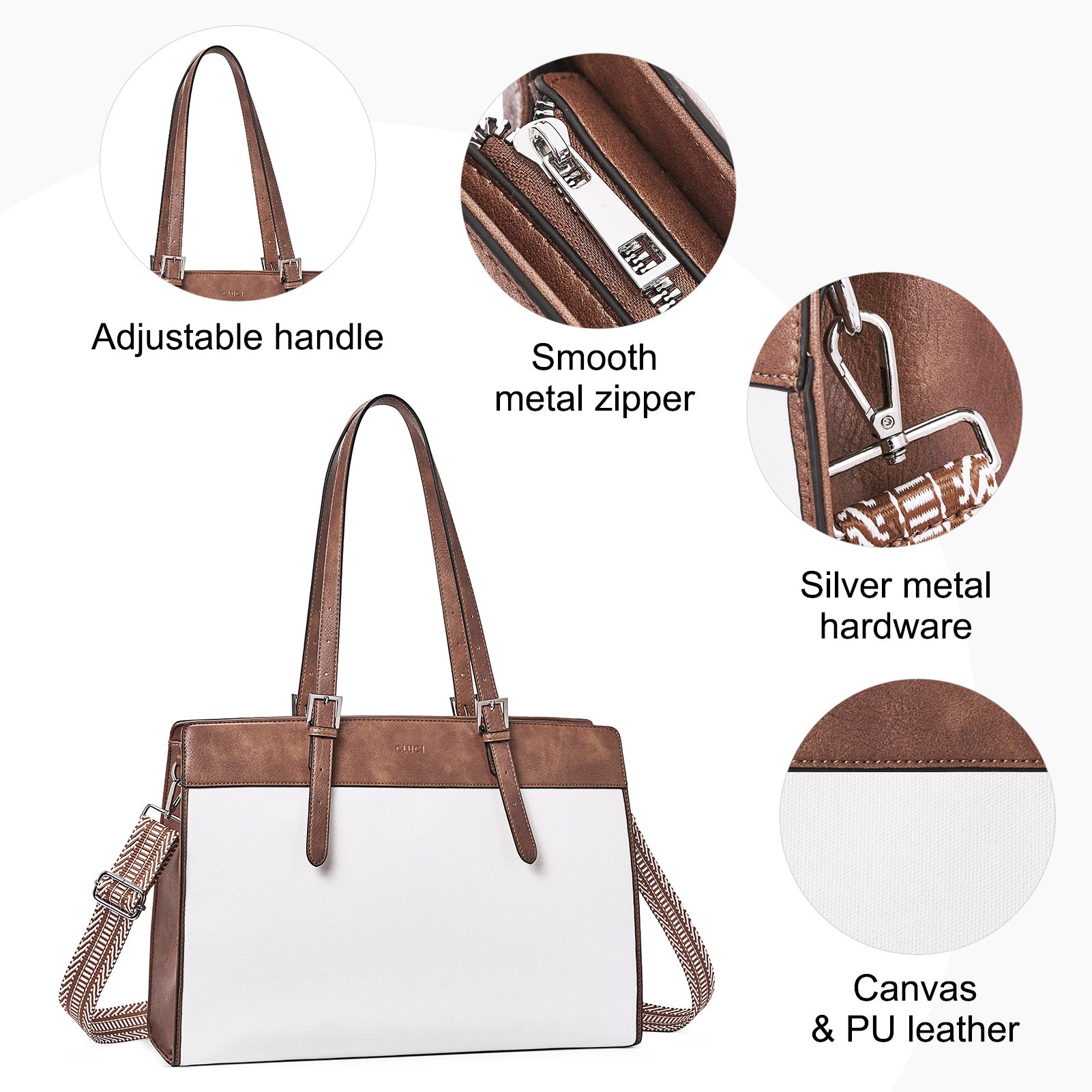 CLUCI Laptop Tote Bag for women 15.6 inch Canvas Work Handbag Large Women's briefcase Office Shoulder Bag