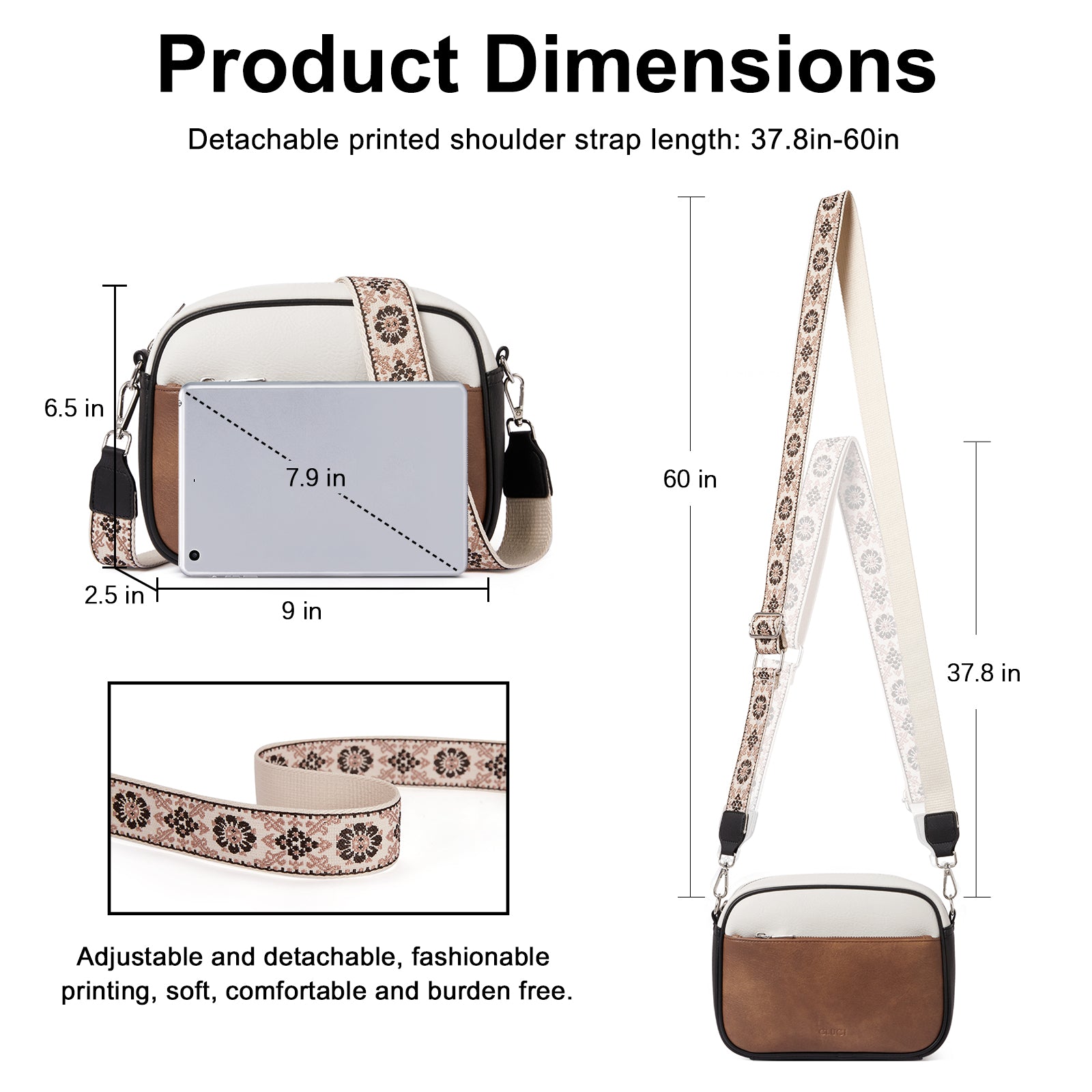 Vegan Leather Crossbody Bags for Women Trendy with Adjustable Wide Strap