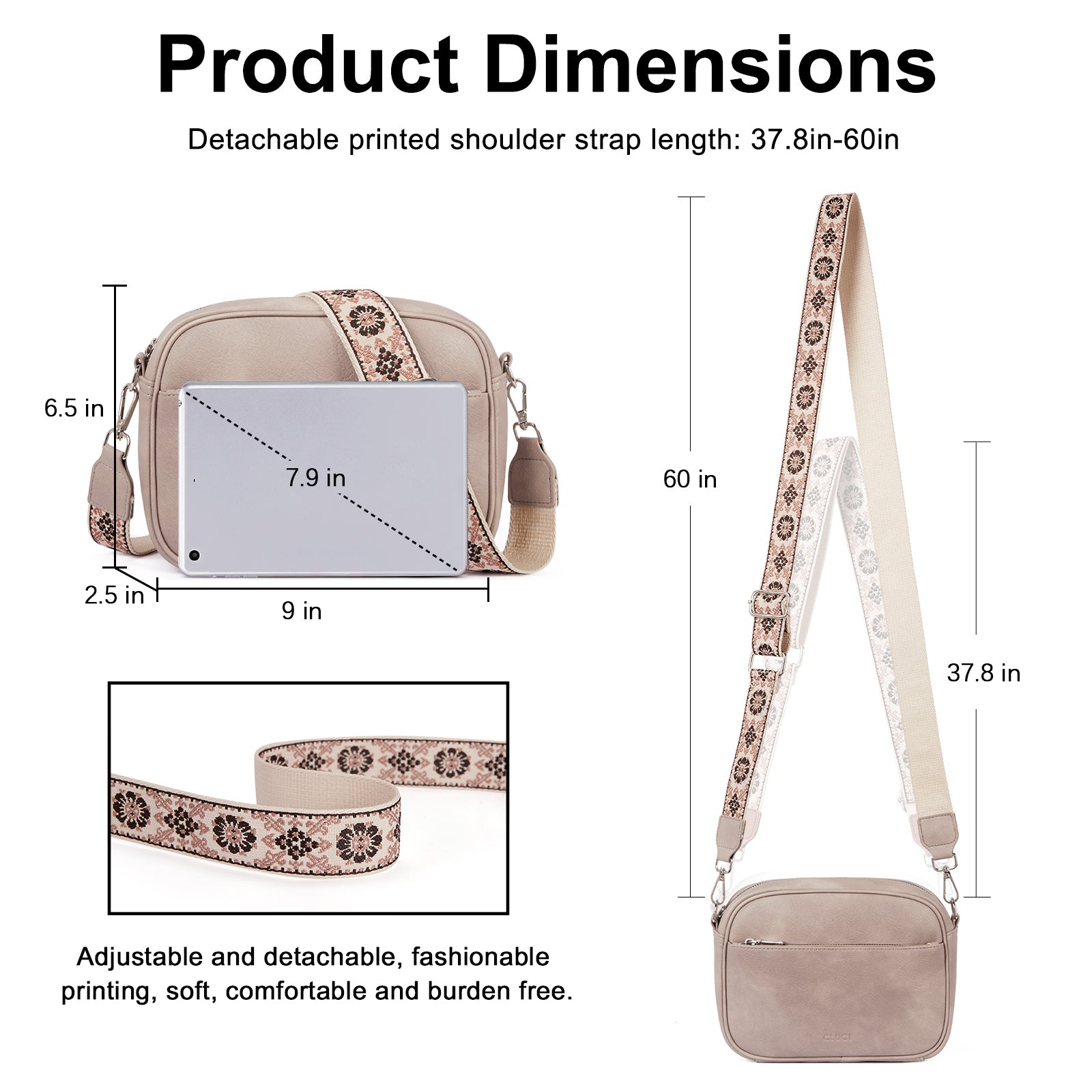 Vegan Leather Crossbody Bags for Women Trendy with Adjustable Wide Strap