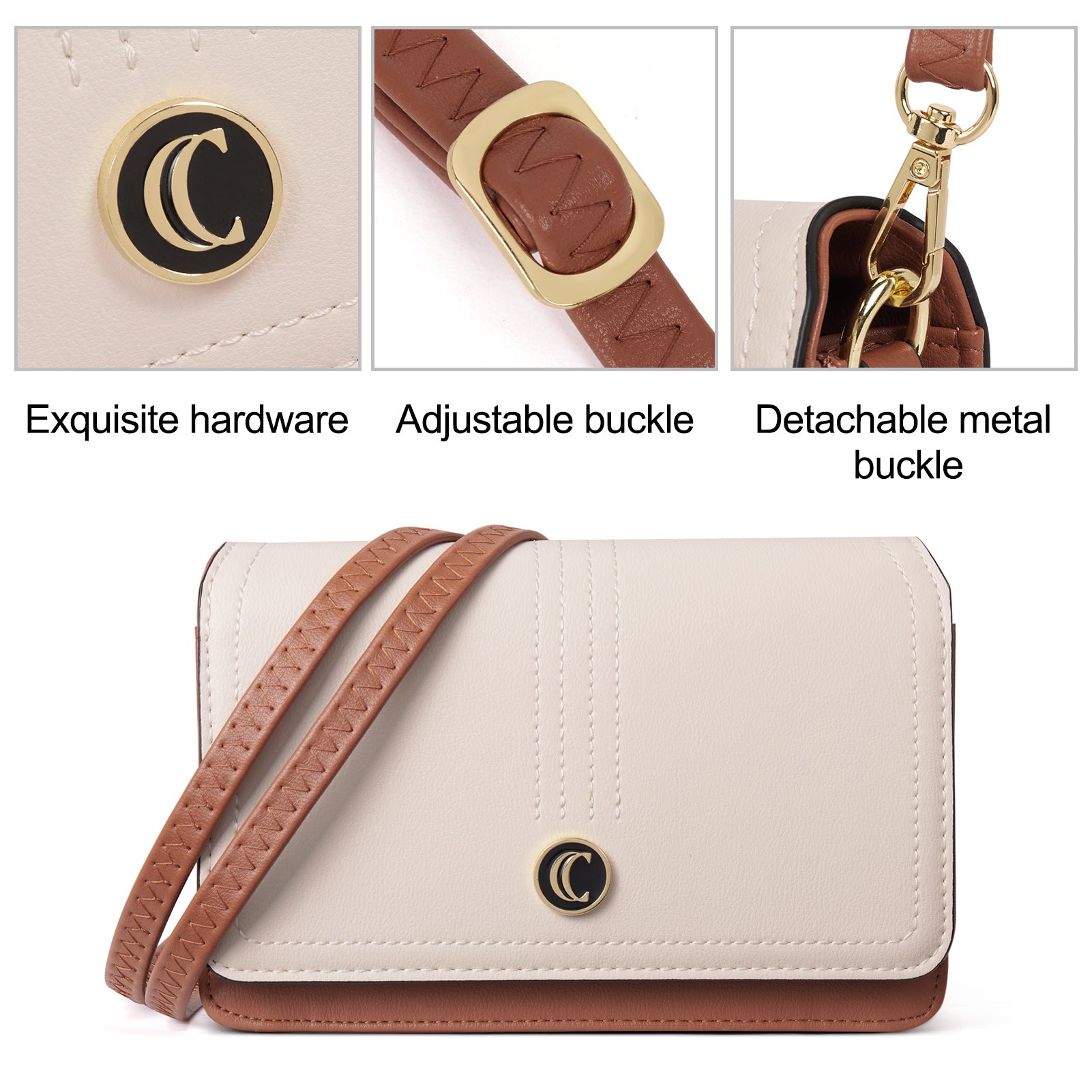 CLUCI Crossbody Purse for Women, Wristlet Wallet, Small Shoulder Bag with Card Slots, Leather Flap Cell phone Clutch