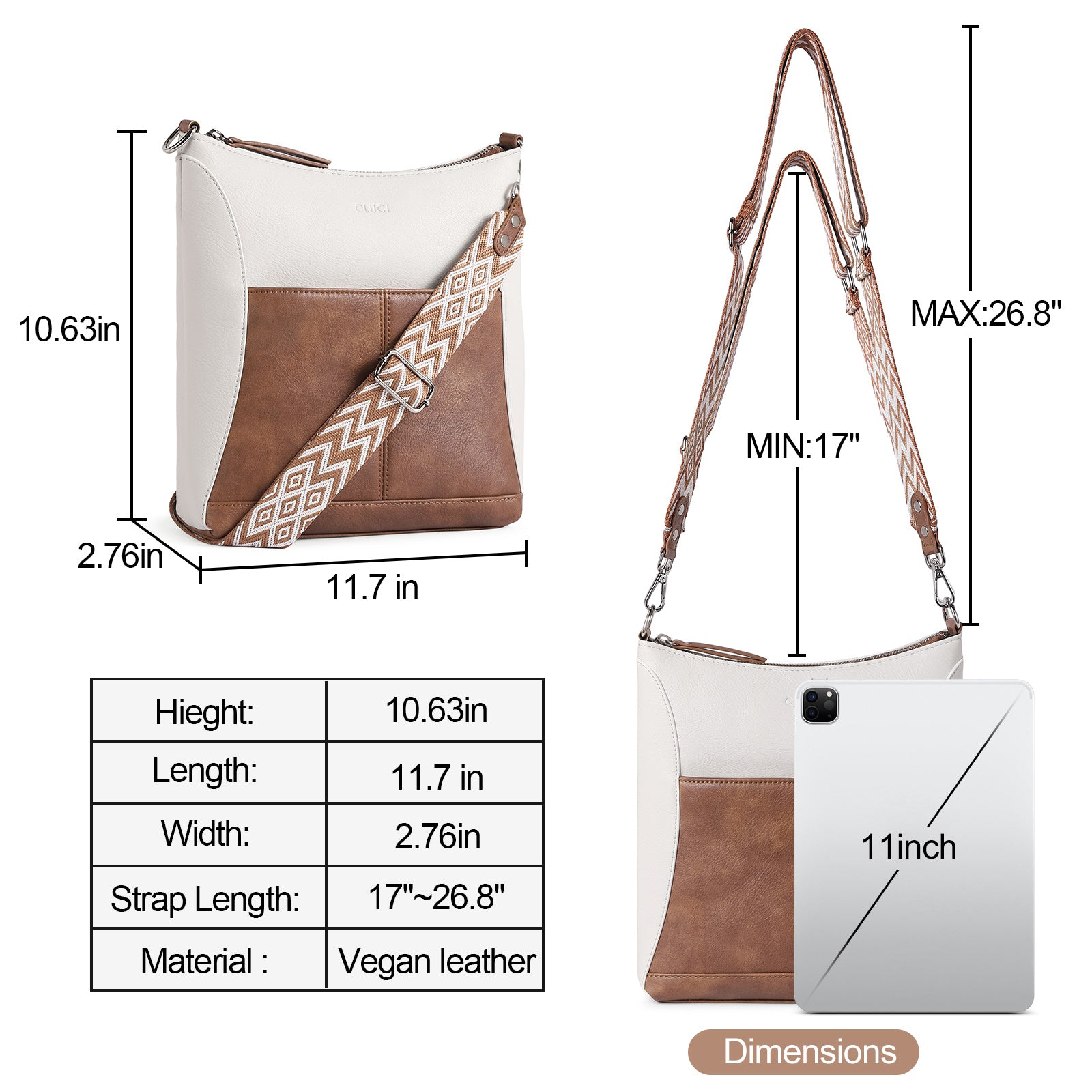 Crossbody for Women Vegan Leather Hobo Bags Casual Satchel with Guitar Strap