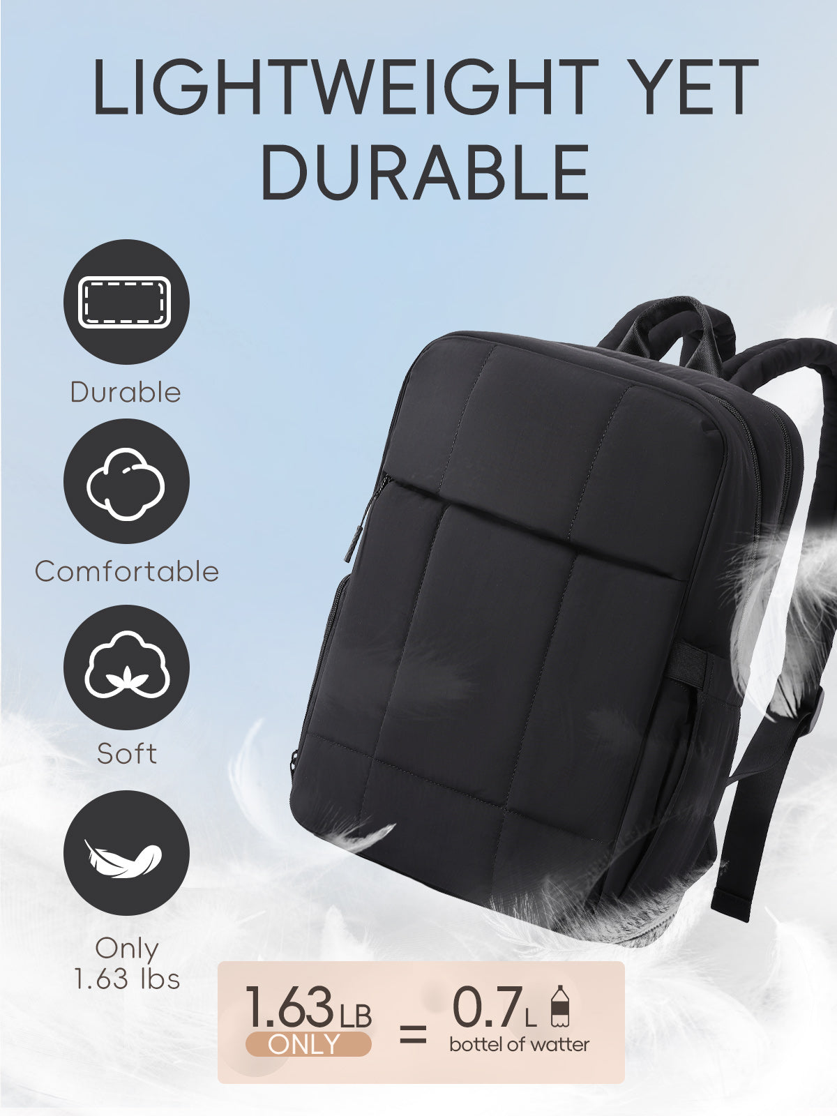 Lightweight Puffy Gym Backpack | 15.6 inch Laptop Backpack