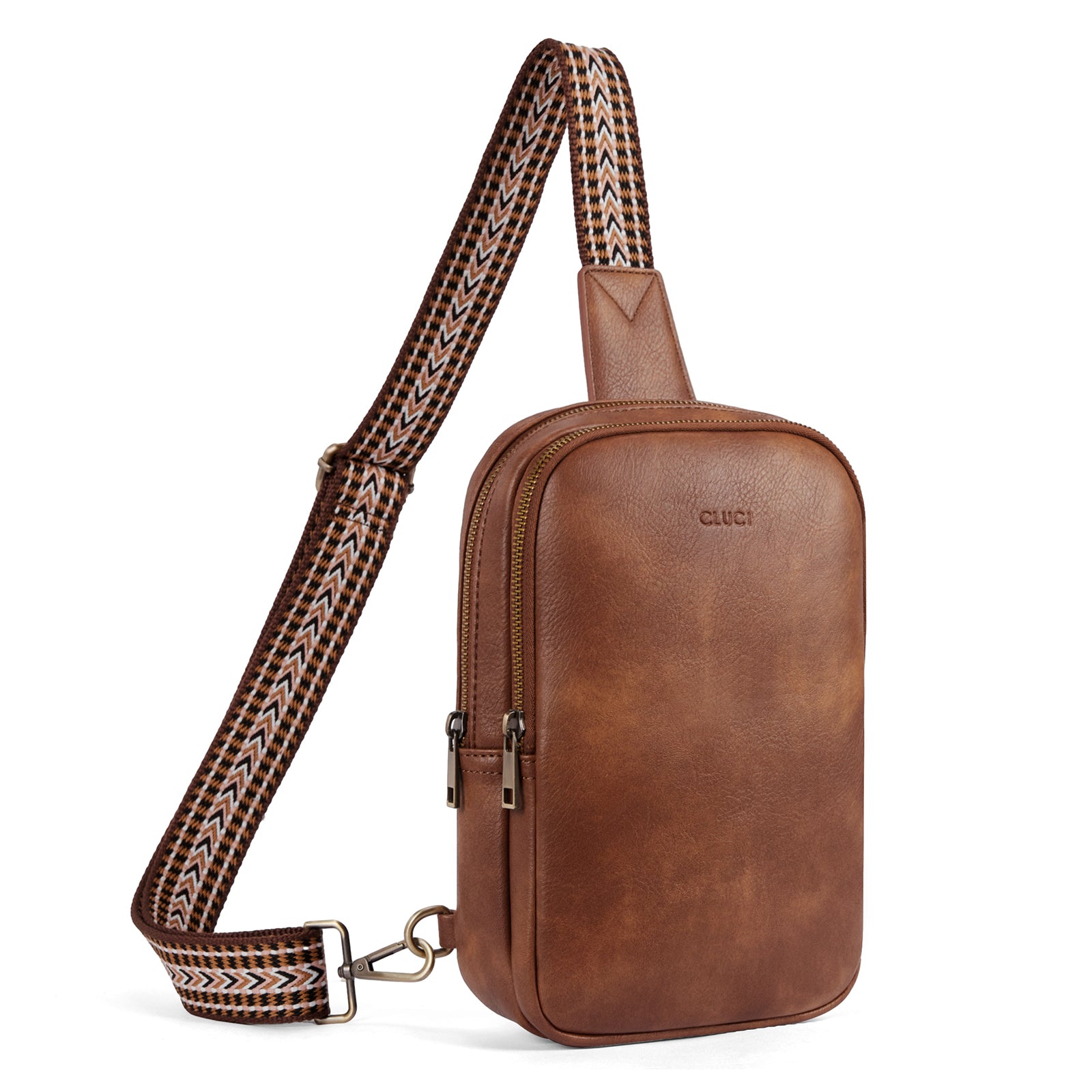 CLUCI Leather Large Sling Bag Crossbody Bag for Women Chest Bag for Travel