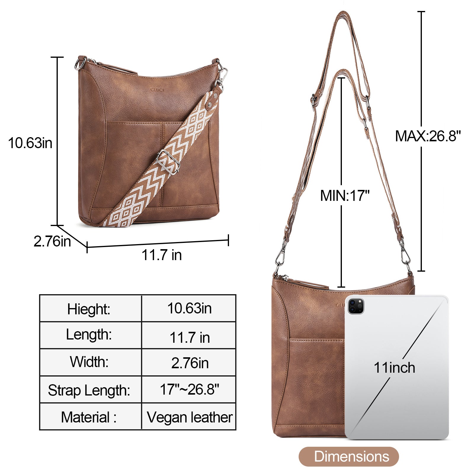 Crossbody for Women Vegan Leather Hobo Bags Casual Satchel with Guitar Strap