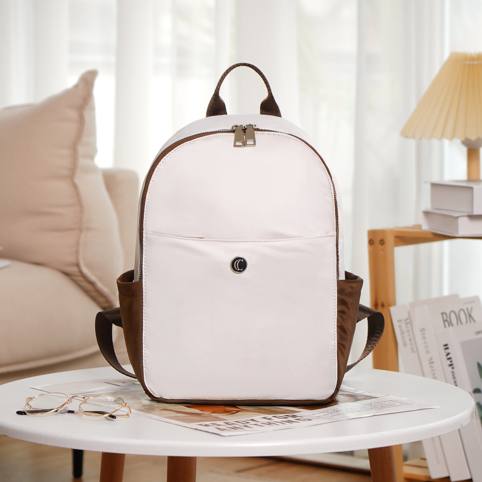 fcity.in - Izone Pu Leather Canvas Backpack With 2 Straps 14 Inch Laptop Bag