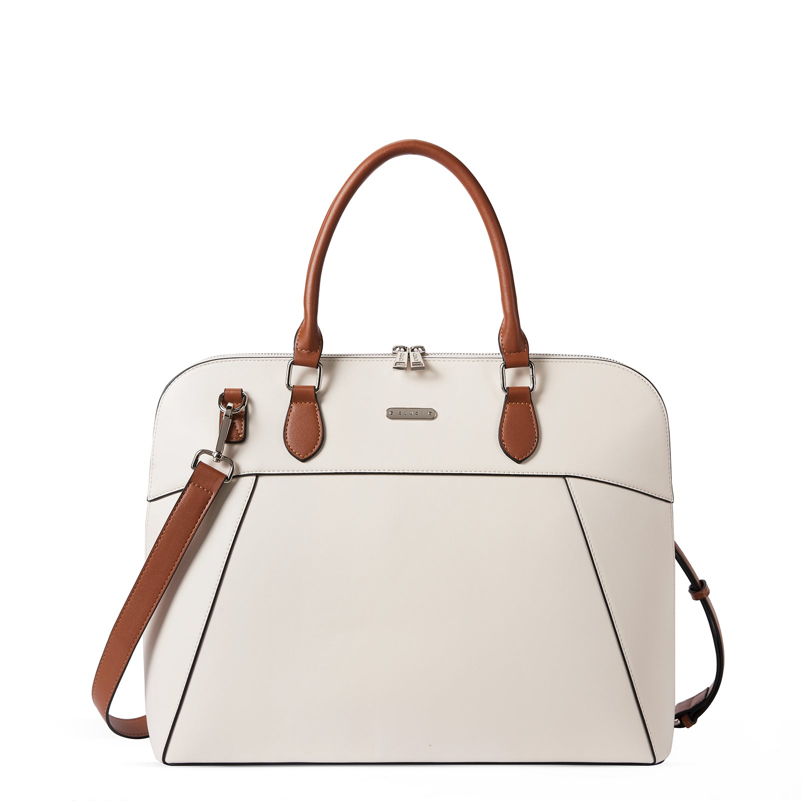 CLUCI Briefcase for Women Leather 15.6inch Laptop Copmputer Slim Handbags Shoulder Bag Beige