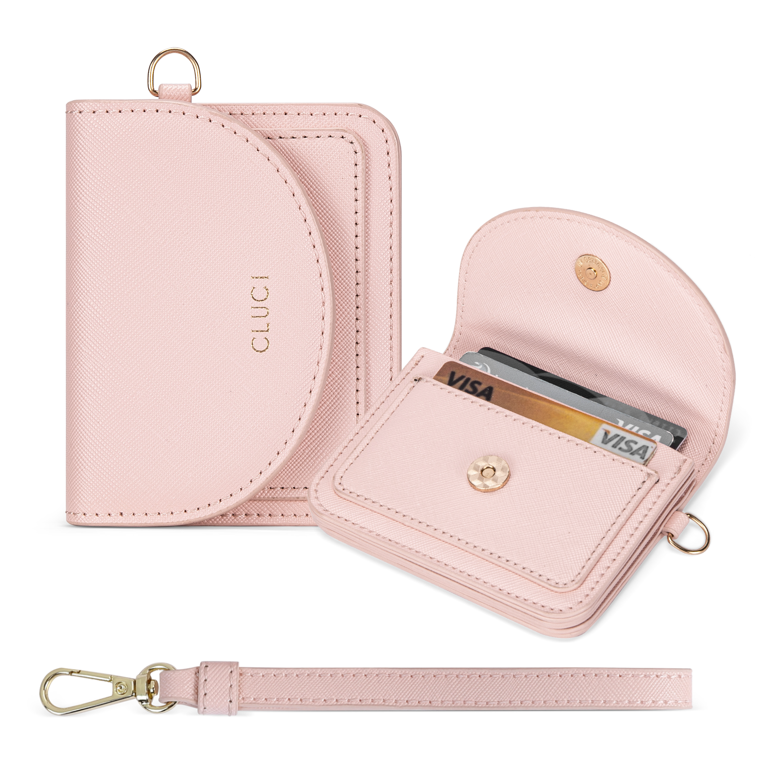 Small Leather Women Wallet | RFID Blocking Card Holder with Wrist Strap