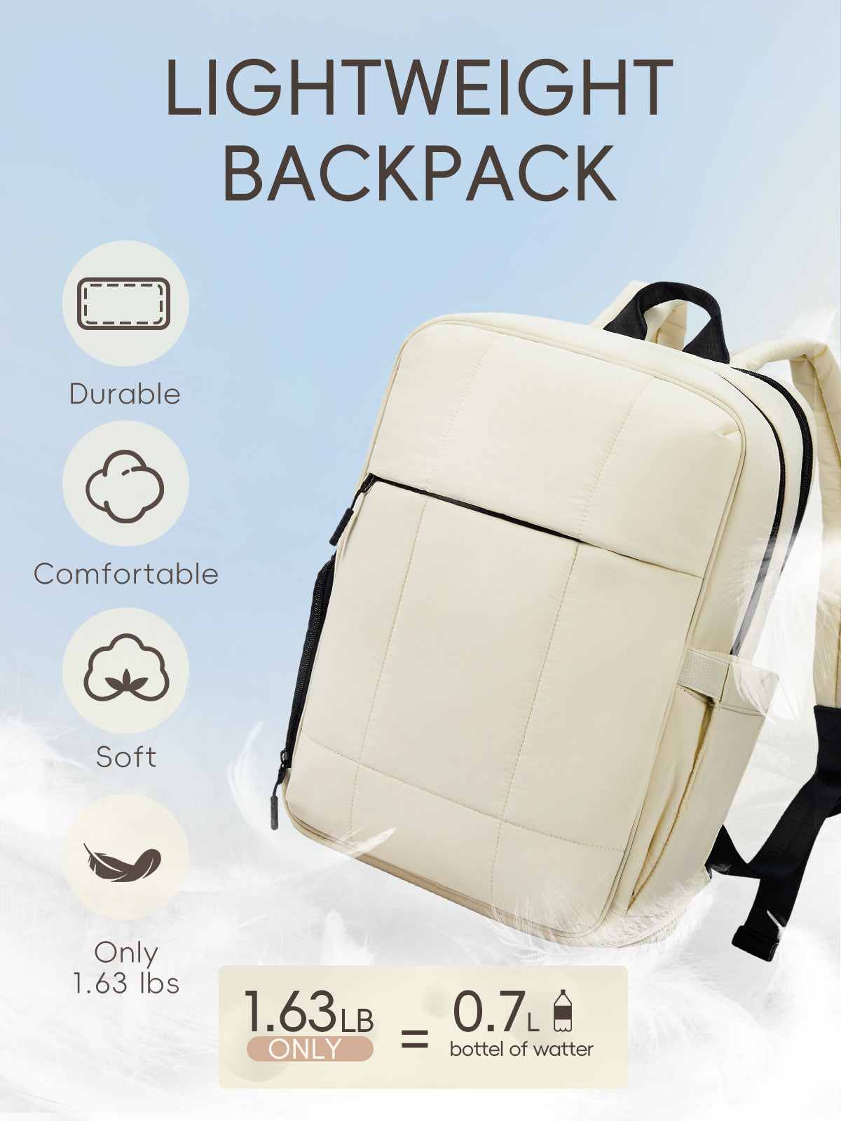 Lightweight Puffy Gym Backpack | 15.6 inch Laptop Backpack