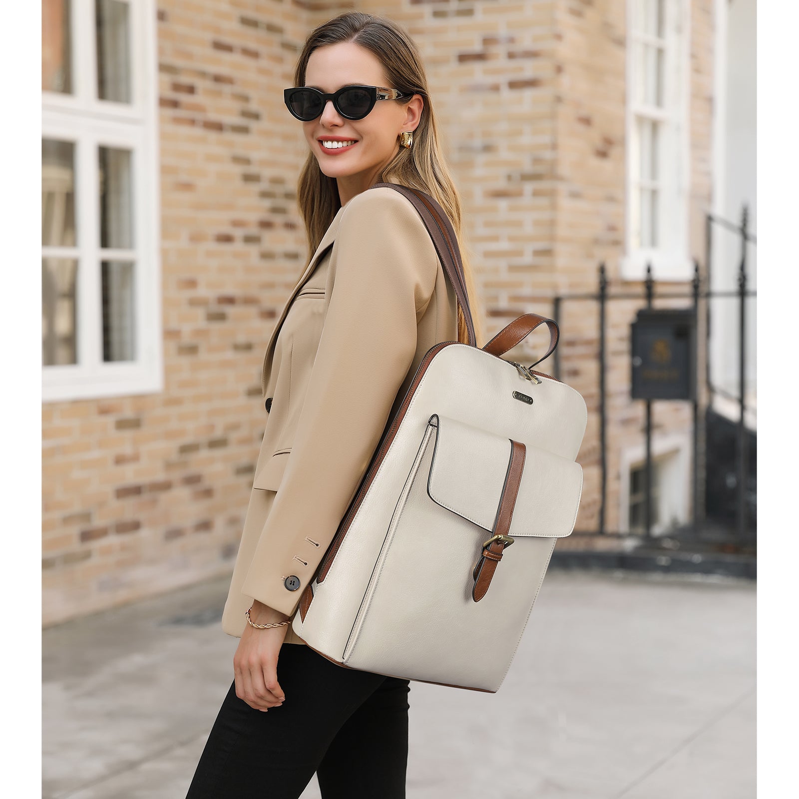 Leather computer backpack for women Clearance