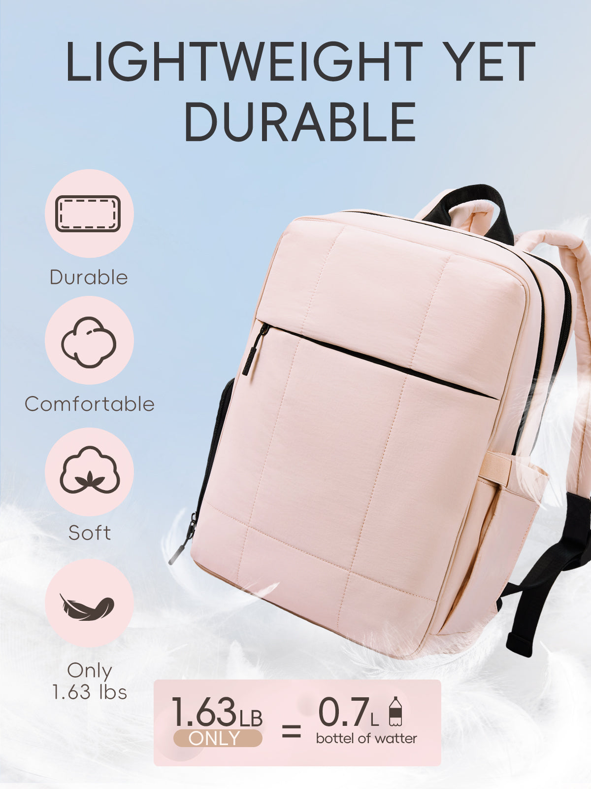 Lightweight Puffy Gym Backpack | 15.6 inch Laptop Backpack