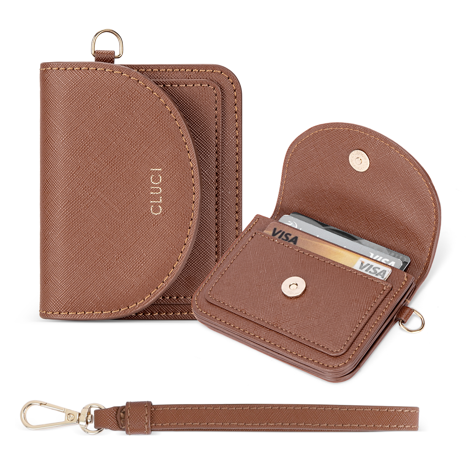 Small Leather Women Wallet | RFID Blocking Card Holder with Wrist Strap