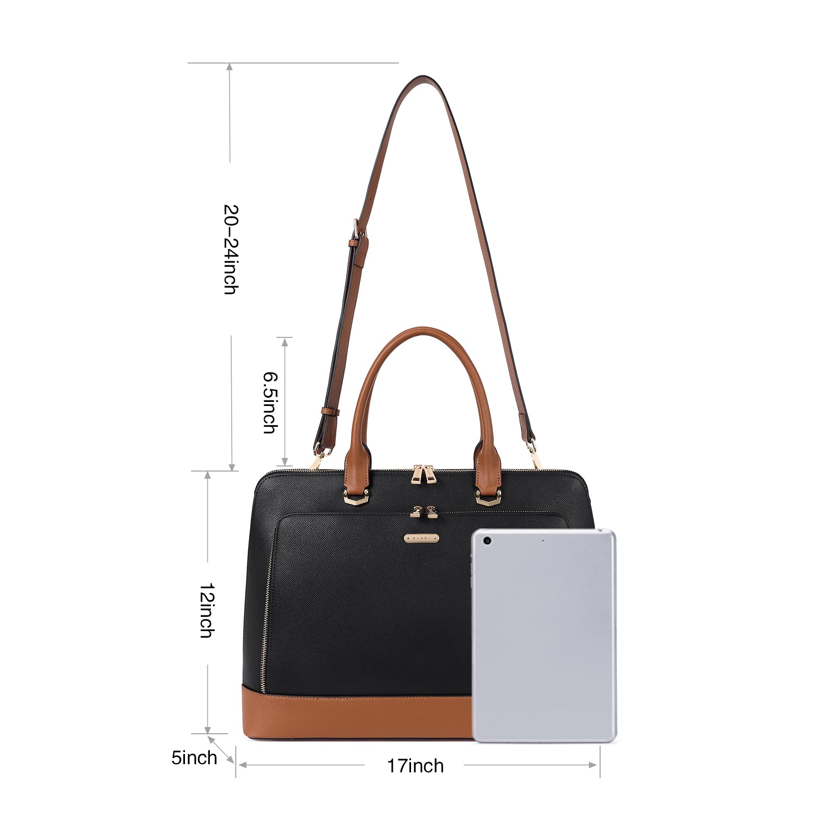 CLUCI Leather Briefcase for Women 15.6 Inch Laptop Business Computer Ladies Stylish Work Handbags Shoulder Bag
