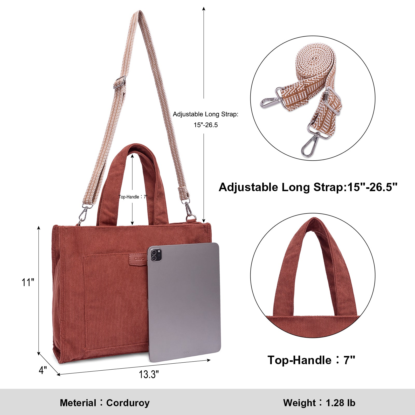 Wide Purse Strap Crossbody Purses Adjustable Replacement Shoulder Handbag Strap—Brown