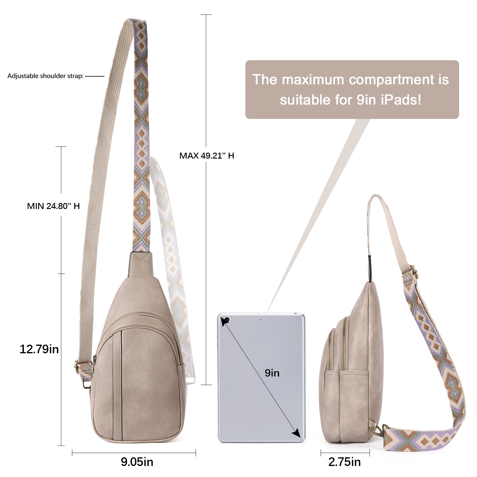 CLUCI Sling Bag Crossbody Bags for Woman Leather Cross Body Bag Sling Backpack Crossbody Chest Bag Daypack Travel