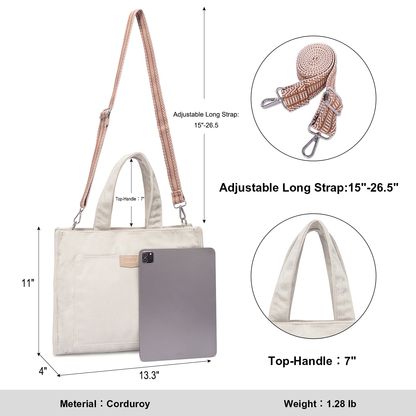 Wide Purse Strap Crossbody Purses Adjustable Replacement Shoulder Handbag Strap—Beige