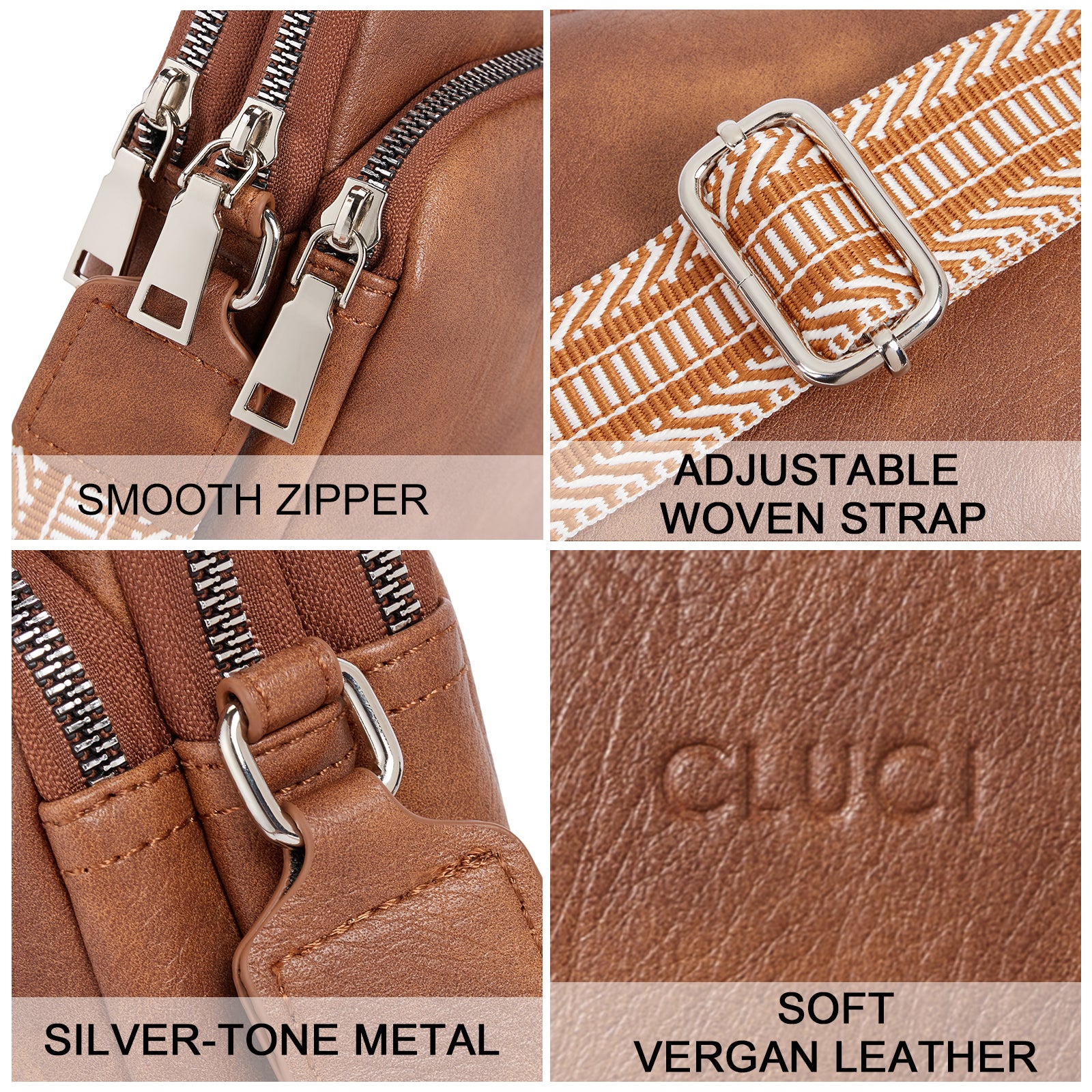 CLUCI Crossbody Bags for Women Small Vegan Leather Cell Phone Purse Shoulder Handbag Wallet with Adjustable Guitar Strap