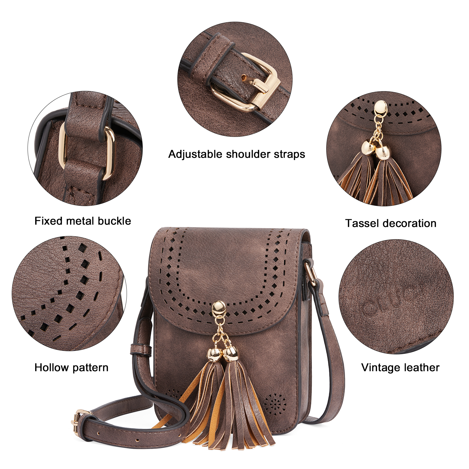 CLUCI Small Crossbody Bags for Women Trendy, Vegan Leather Cell Phone Purse Wallet with Tassel and Adjustable Strap