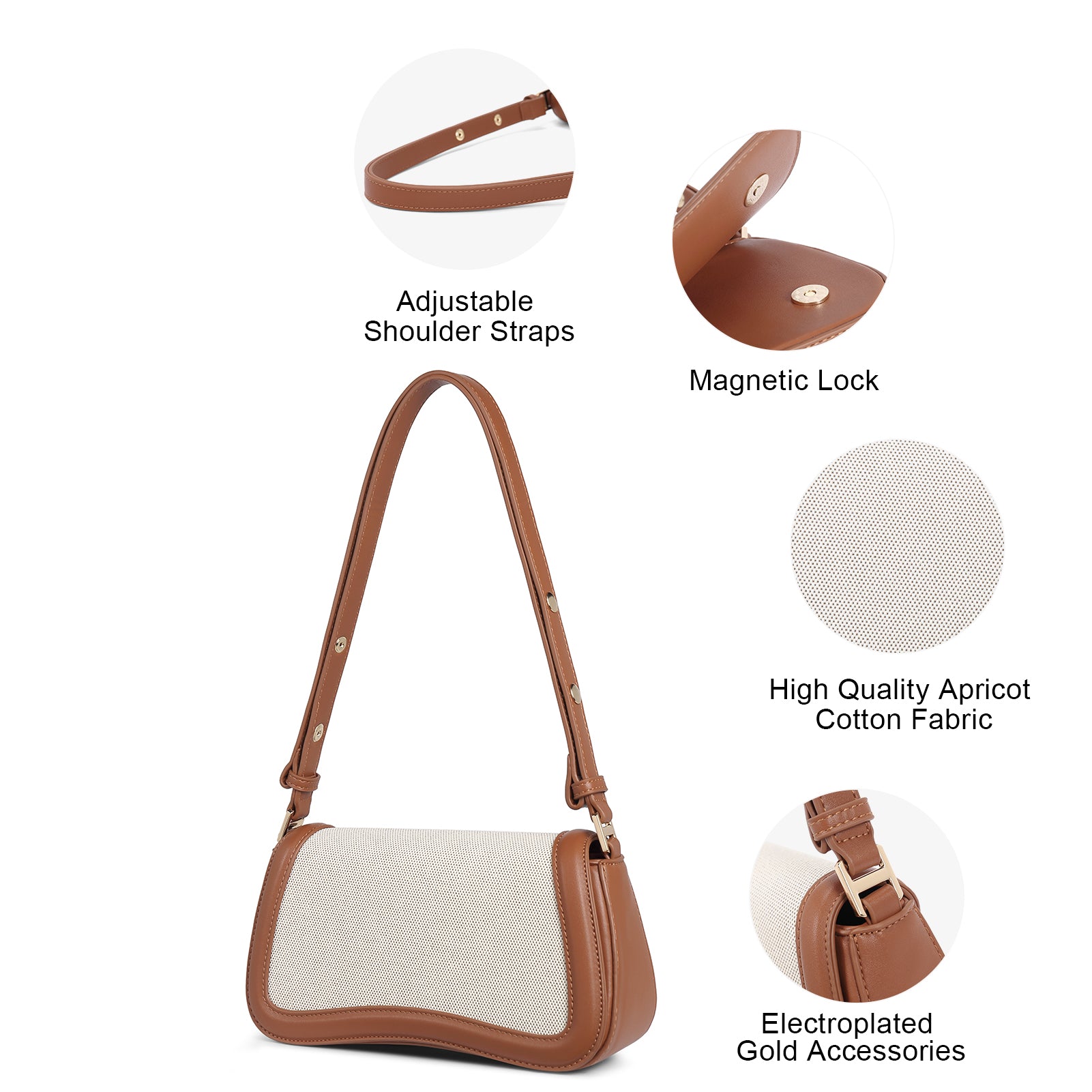 CLUCI Small Vegan Leather Shoulder Baguette Bags for Women