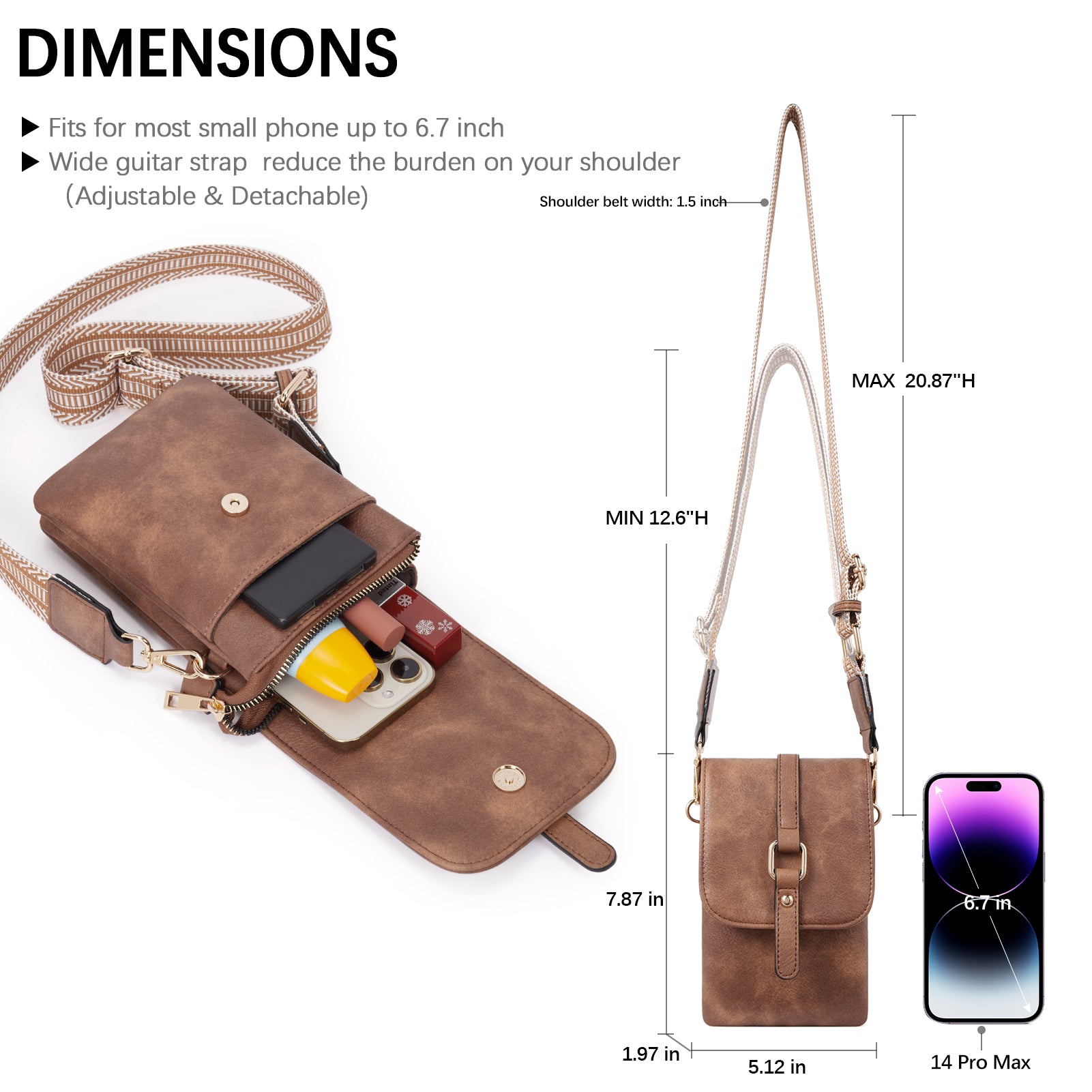 CLUCI Small Crossbody Bags for Women Trendy Leather Cell Phone Shoulder Purses with Adjustable Strap