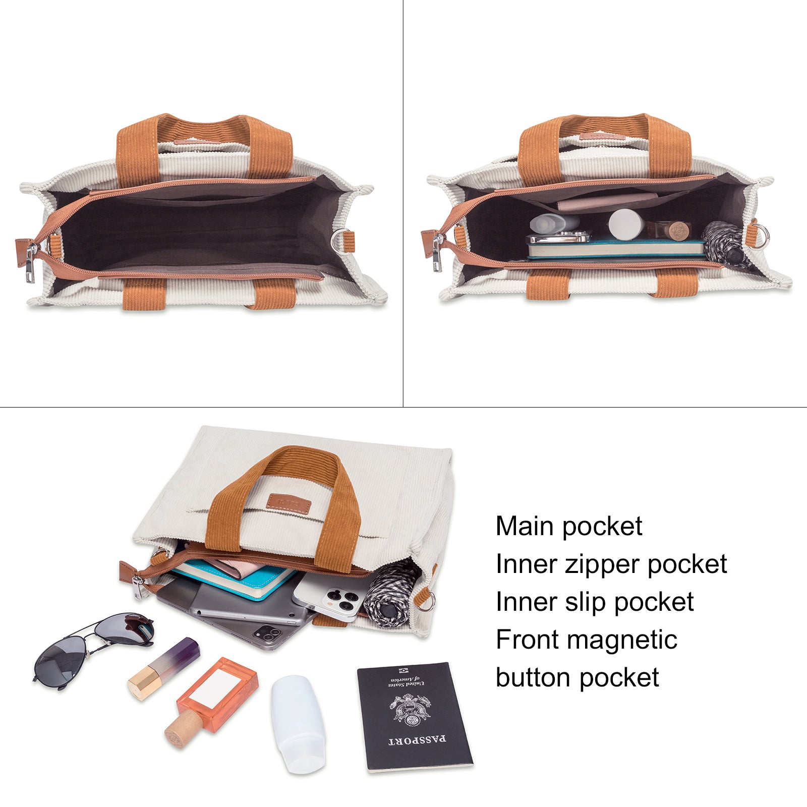 Wide Purse Strap Crossbody Purses Adjustable Replacement Shoulder Handbag Strap—Beige with Brown