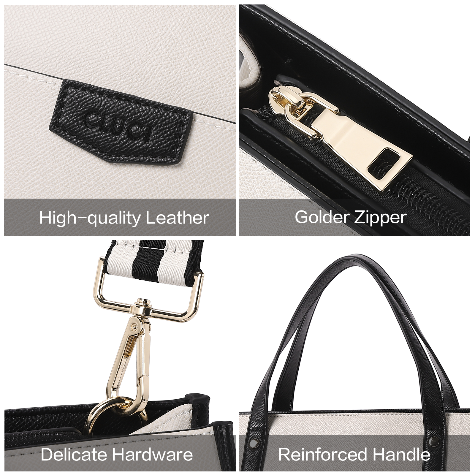 CLUCI Laptop Tote Bag for Women 15.6 inch Computer Briefcase Leather Work Bag Black