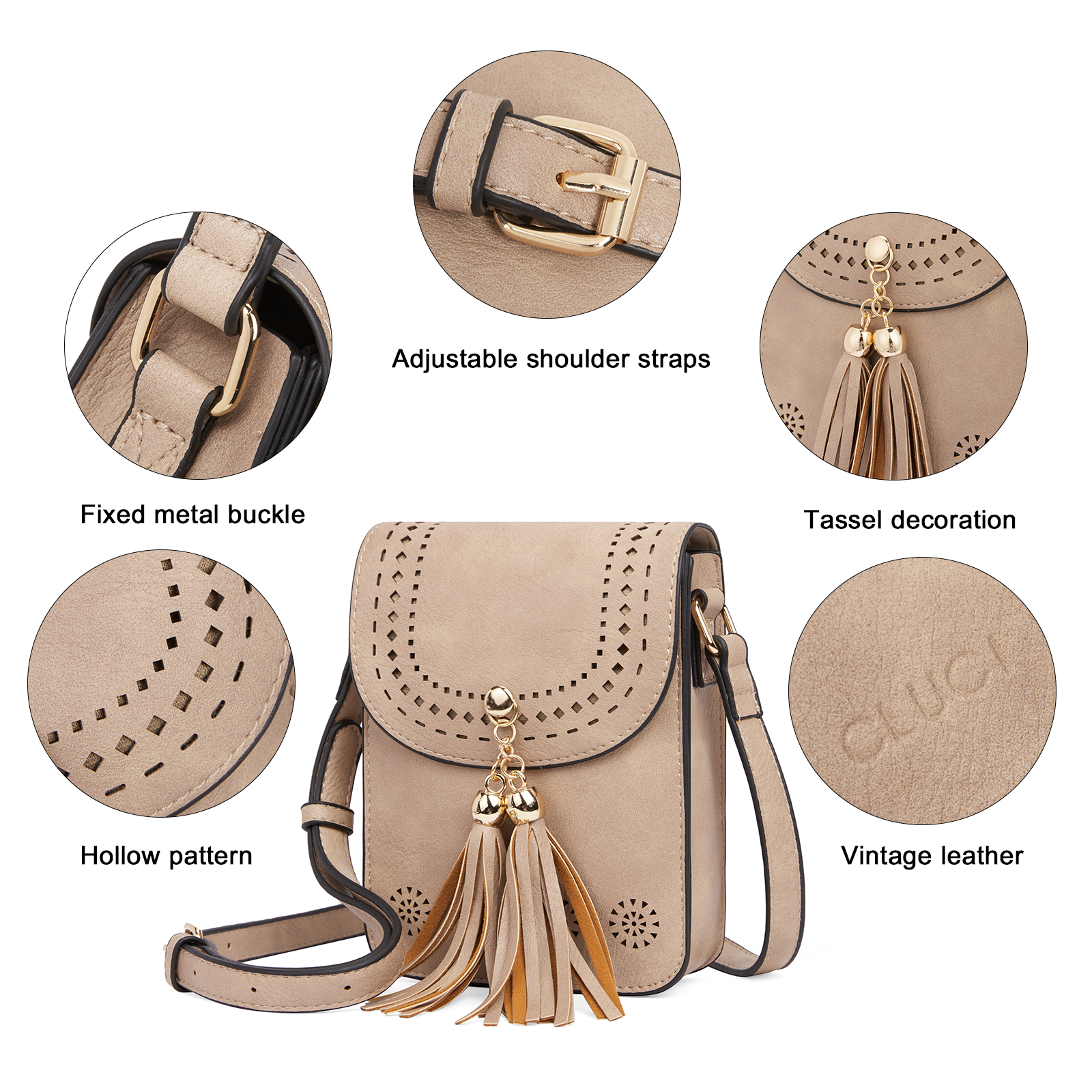 CLUCI Small Crossbody Bags for Women Trendy, Vegan Leather Cell Phone Purse Wallet with Tassel and Adjustable Strap
