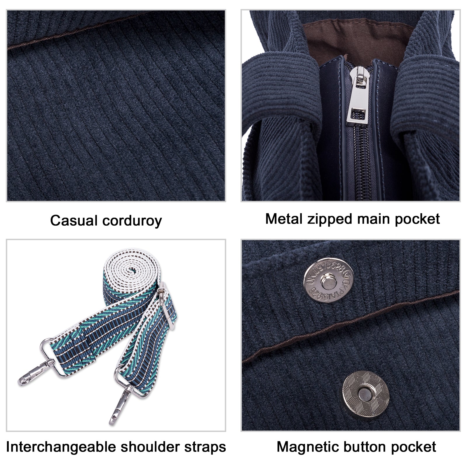 Wide Purse Strap Crossbody Purses Adjustable Replacement Shoulder Handbag Strap—Blue
