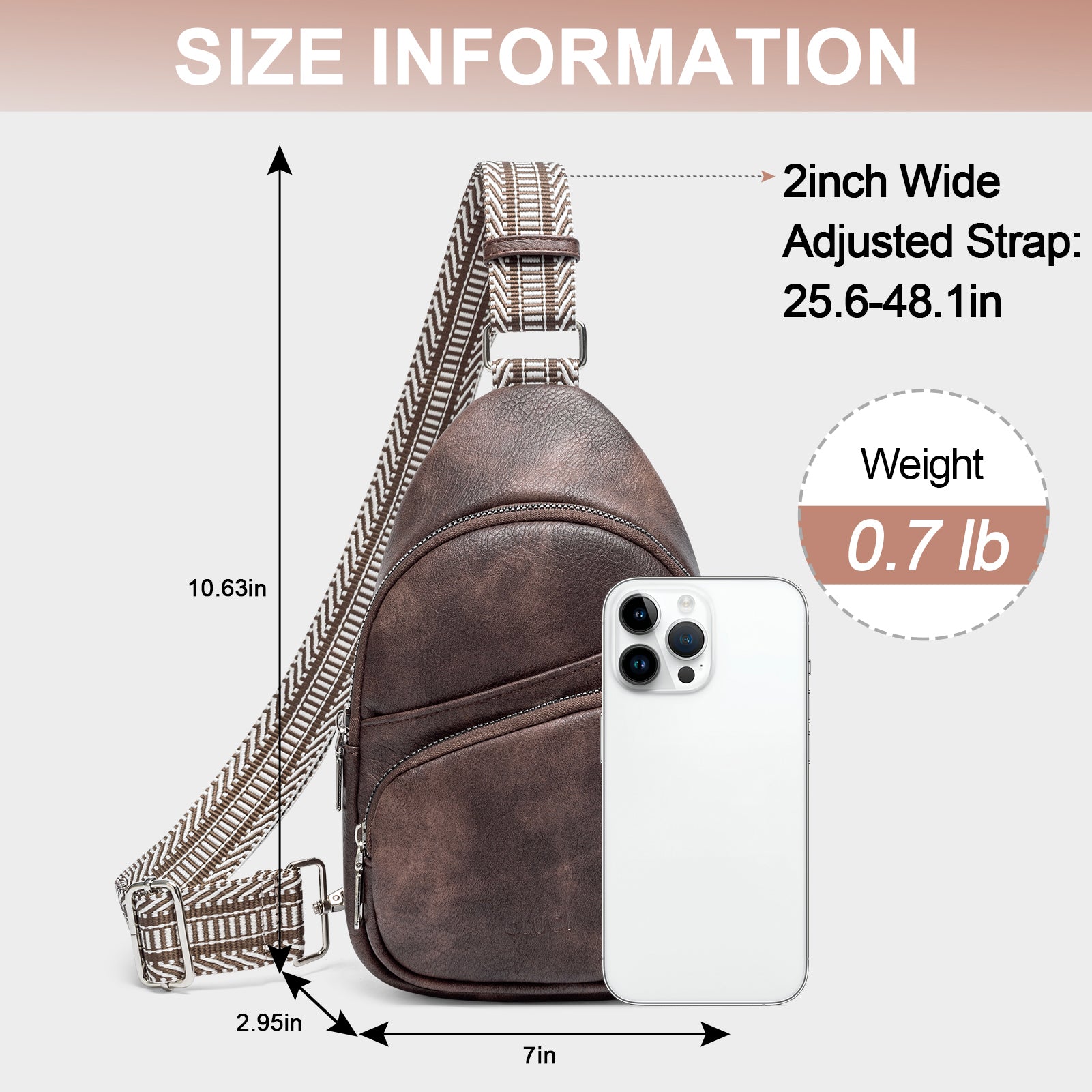 CLUCI Vegan Leather Sling Bag for Women Fanny Pack Crossbody Bags Chest Bag With Guitar Strap