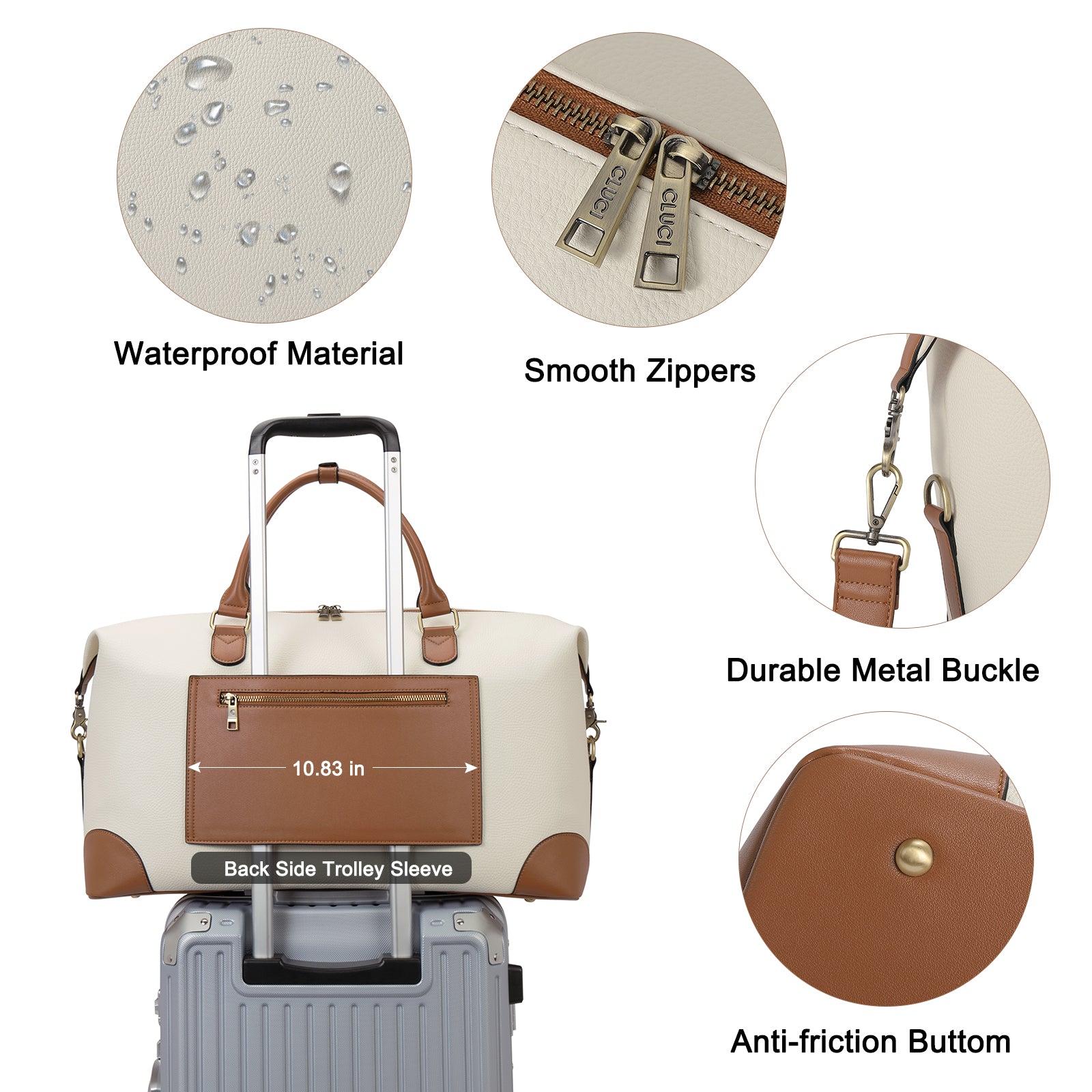 Weekender bag with outlet luggage sleeve