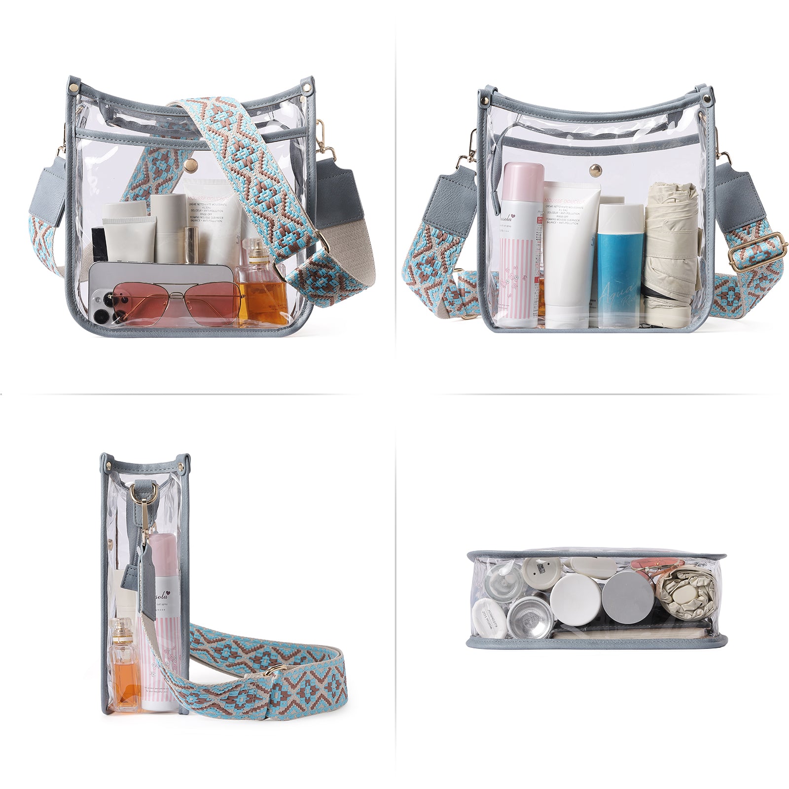 Clear Crossbody Purse Bag Stadium Approved For Women With Two Straps