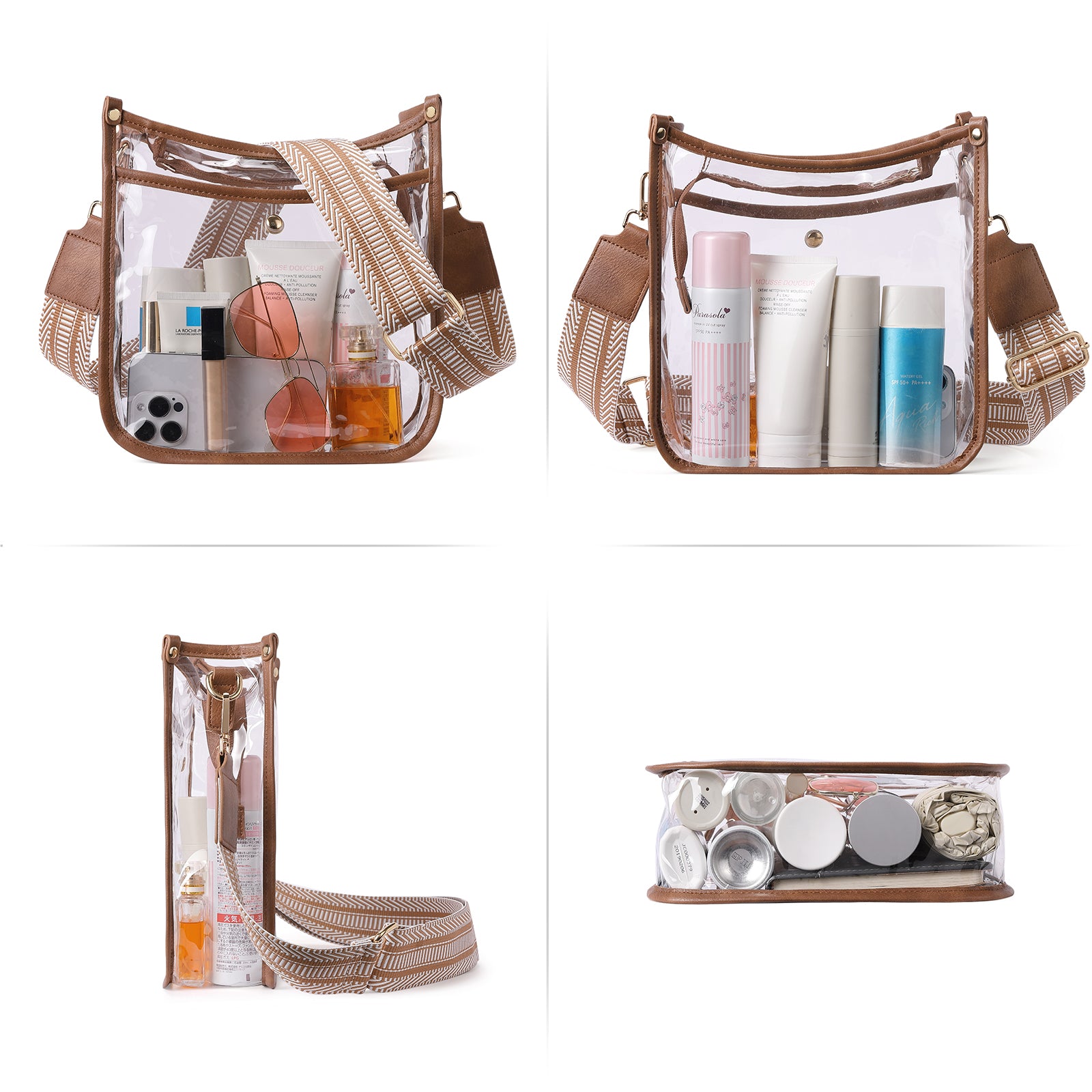 Clear Crossbody Purse Bag Stadium Approved For Women With Two Straps