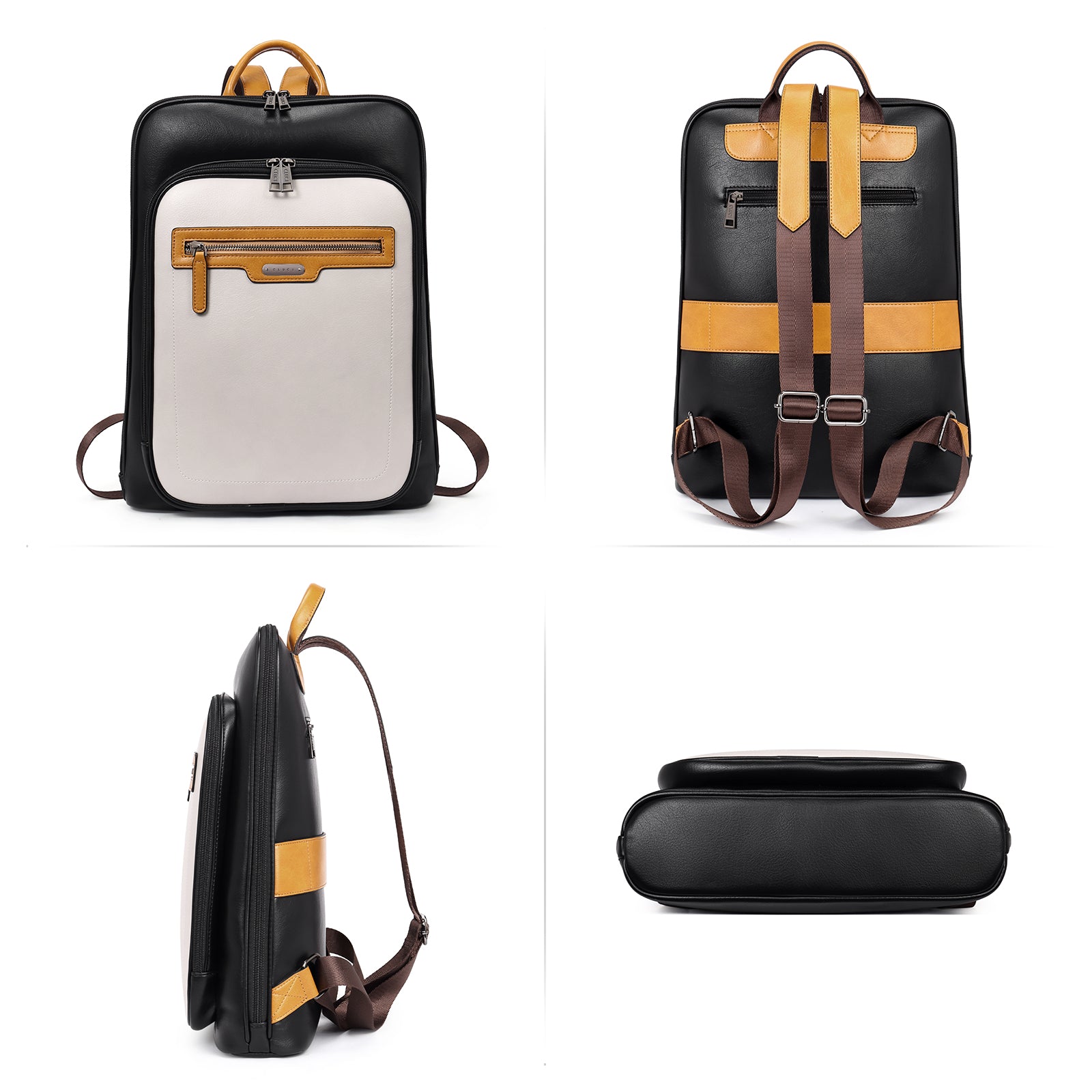 Leather backpack cheap with laptop sleeve