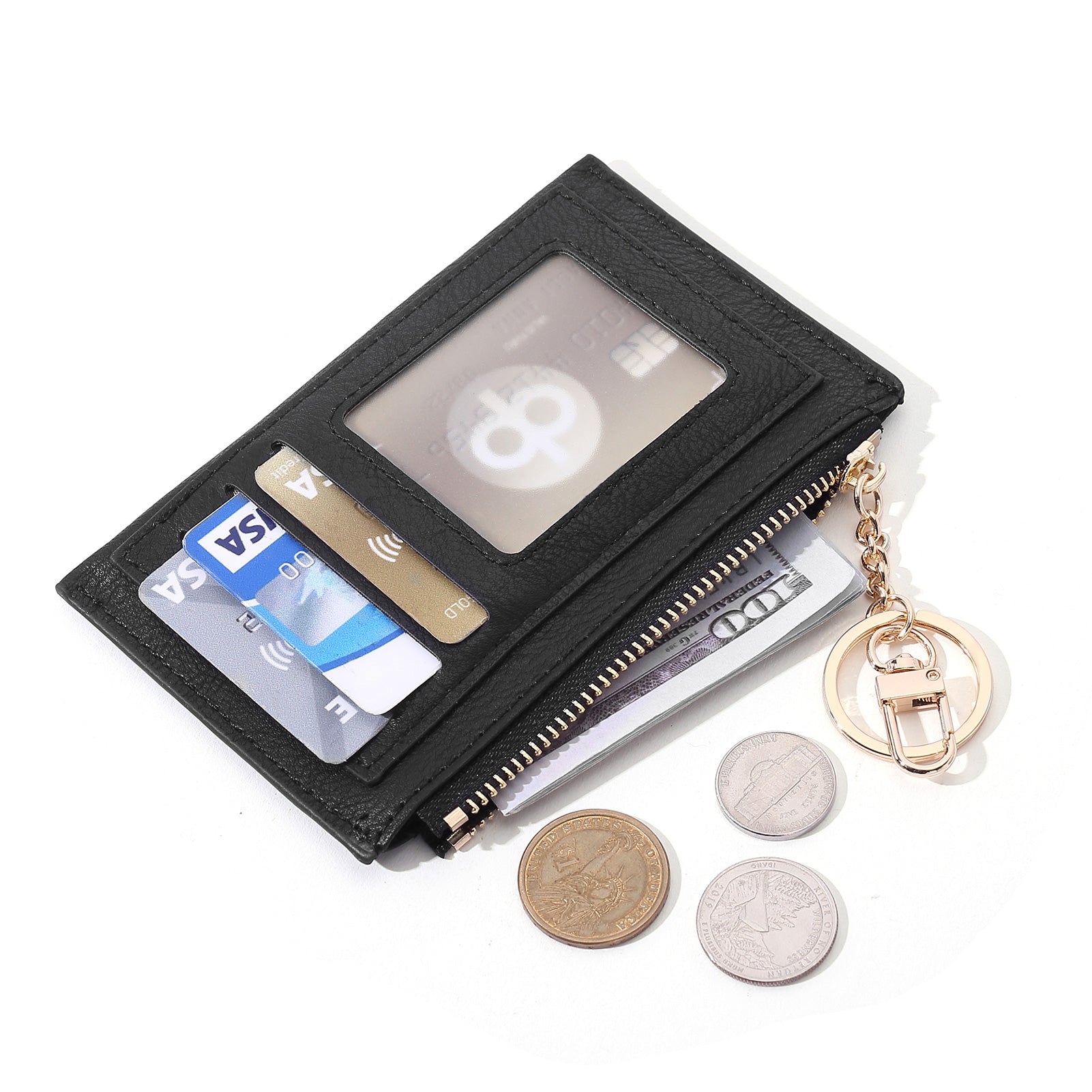 CLUCI Womens Small Leather Wallet Coin Slim Zipper Pocket Credit Card