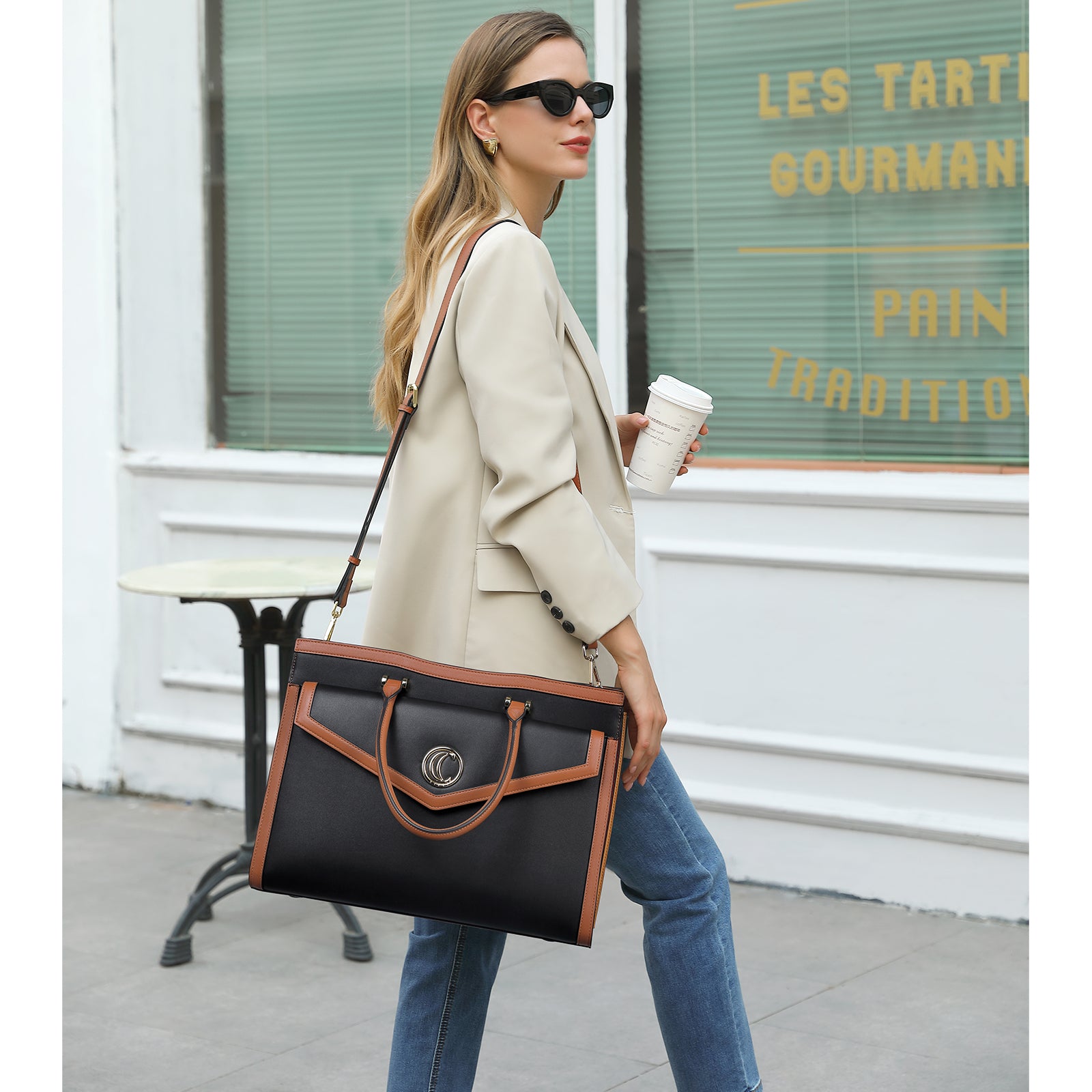 Women's Leather Laptop Briefcase For Work And School —— CLUCI